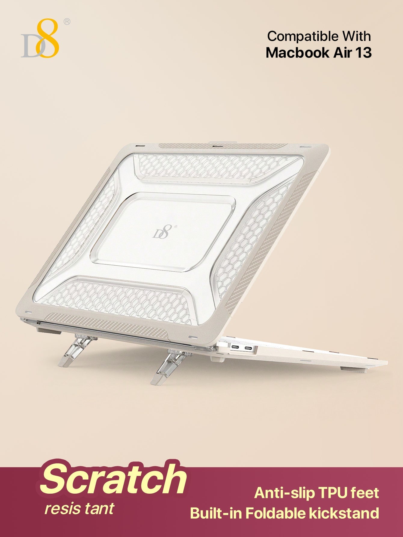 D8 PC & TPU MacBook Case for MacBook Air – Durable, Lightweight Protection, Sleek Design, Shockproof, Scratch-Resistant, Easy Installation