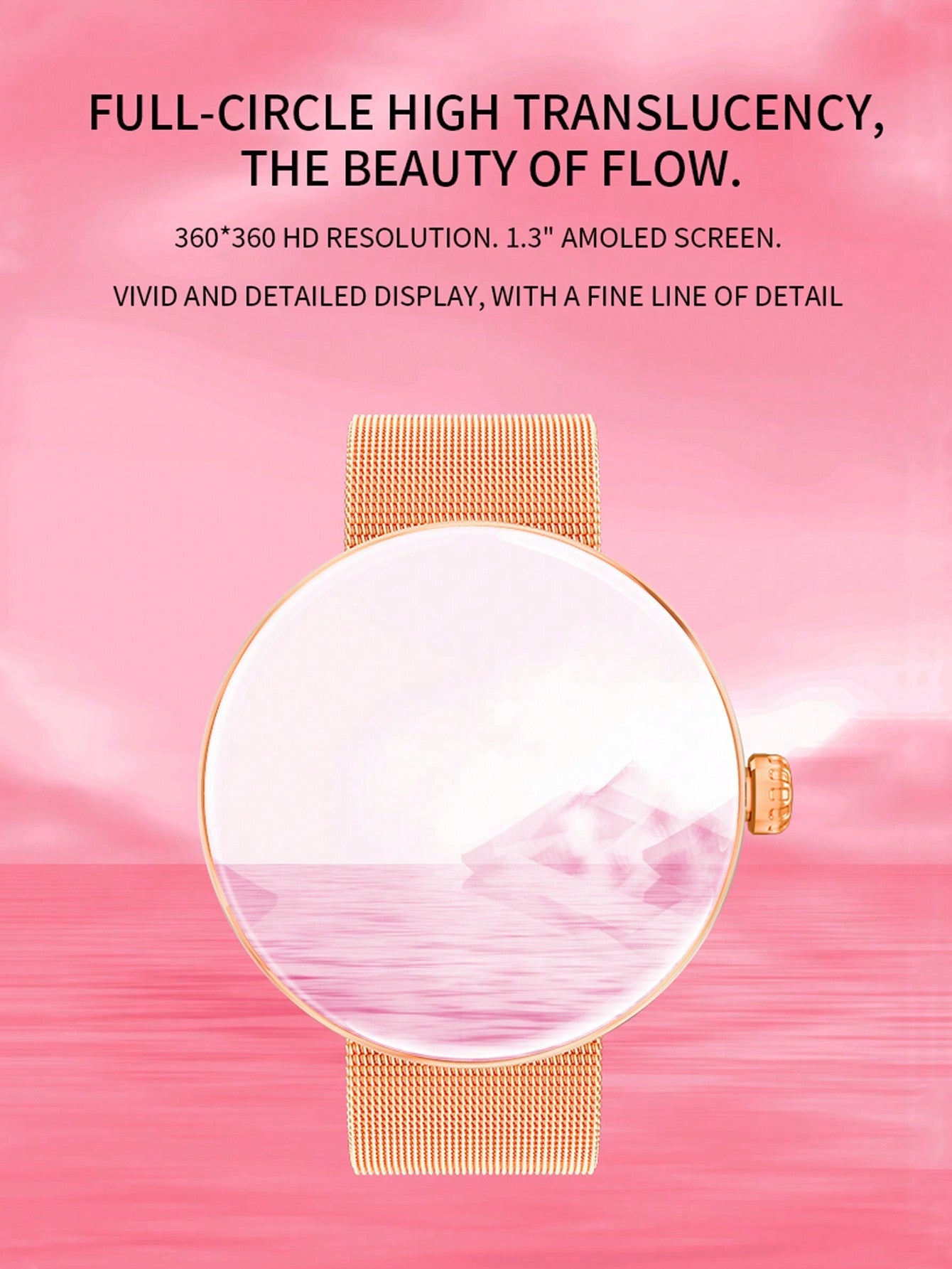 D8 Smartwatch for Women, 1.3" HD Screen, Waterproof Fitness Tracker, Gold