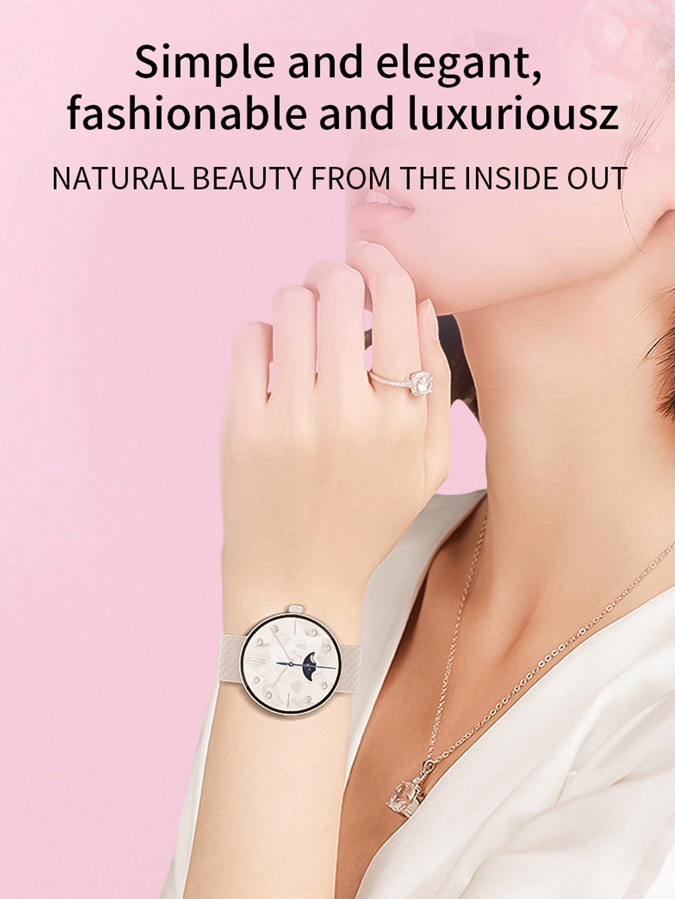 D8 Smartwatch for Women, 1.3" HD Screen, Waterproof Fitness Tracker, Gold