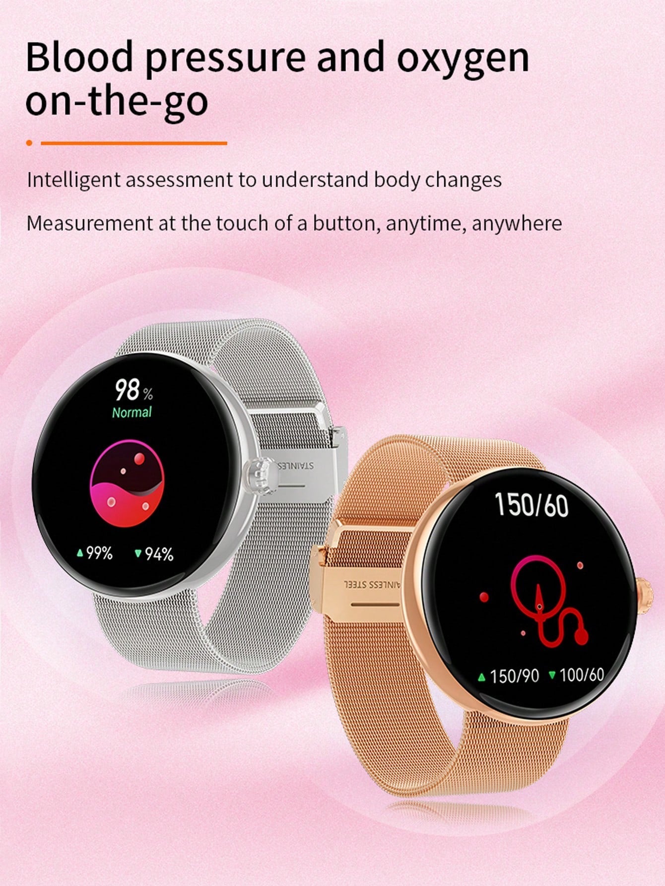 D8 Smartwatch for Women, 1.3" HD Screen, Waterproof Fitness Tracker, Gold