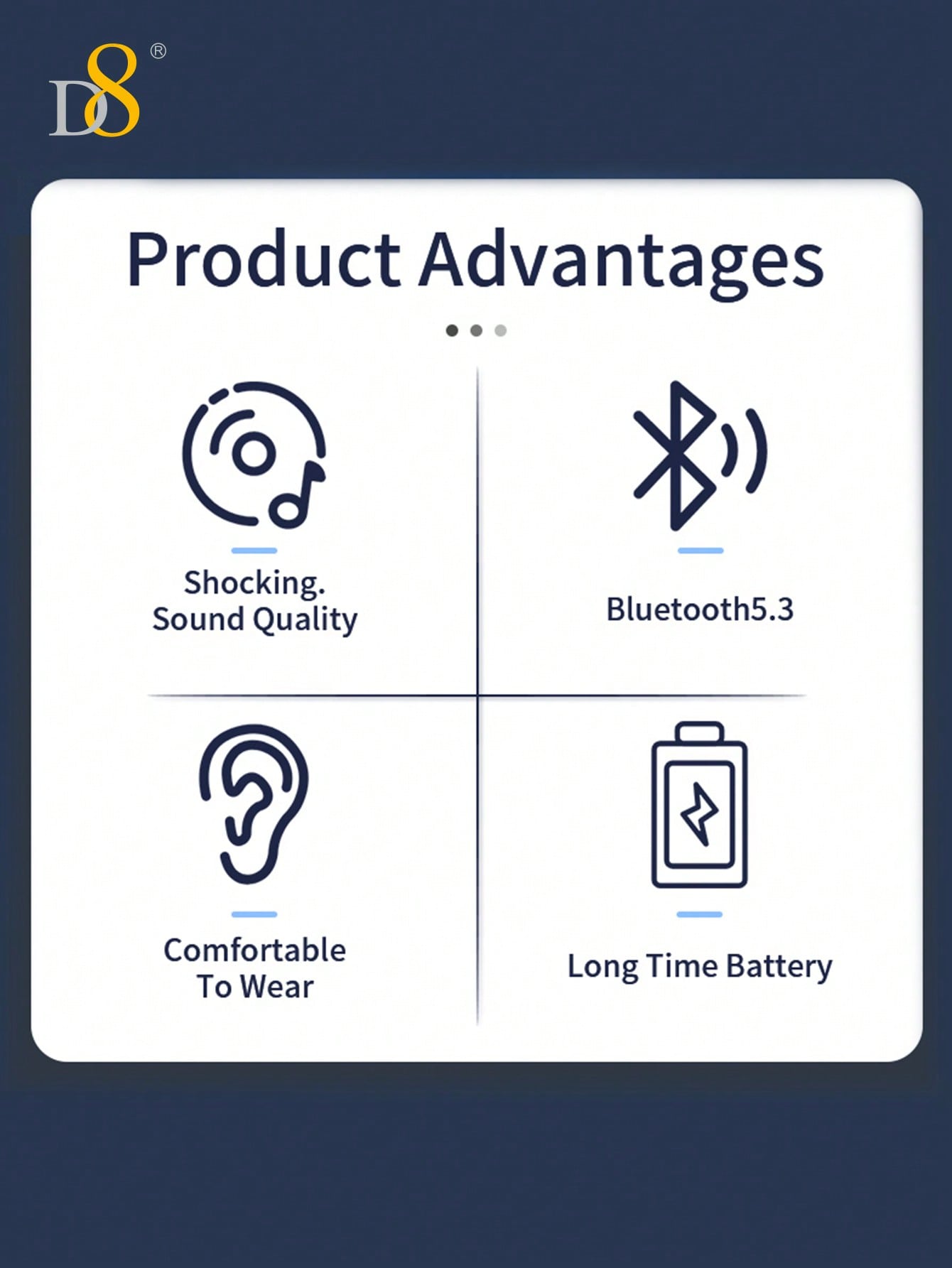 D8 Foldable Over-Ear Headphones, Wireless/Wired, Mic, Deep Bass, 10H Playtime