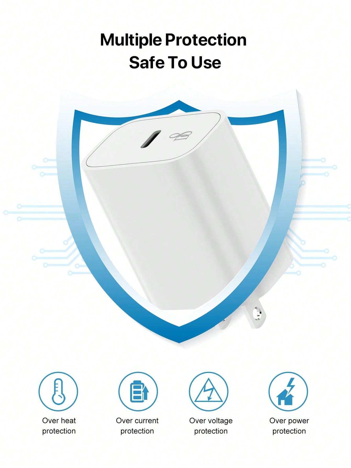 D8 20W PD USB-C Wall Charger 2-Pack with 3.3FT Fast Charging Cable, MFi Certified