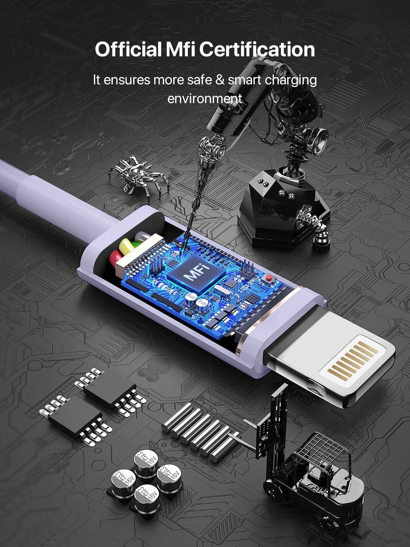 D8 MFi Certified USB-A to Lightning Charger Cable, 2.4A Fast Charging (0.25M/1M/1.5M/2M)