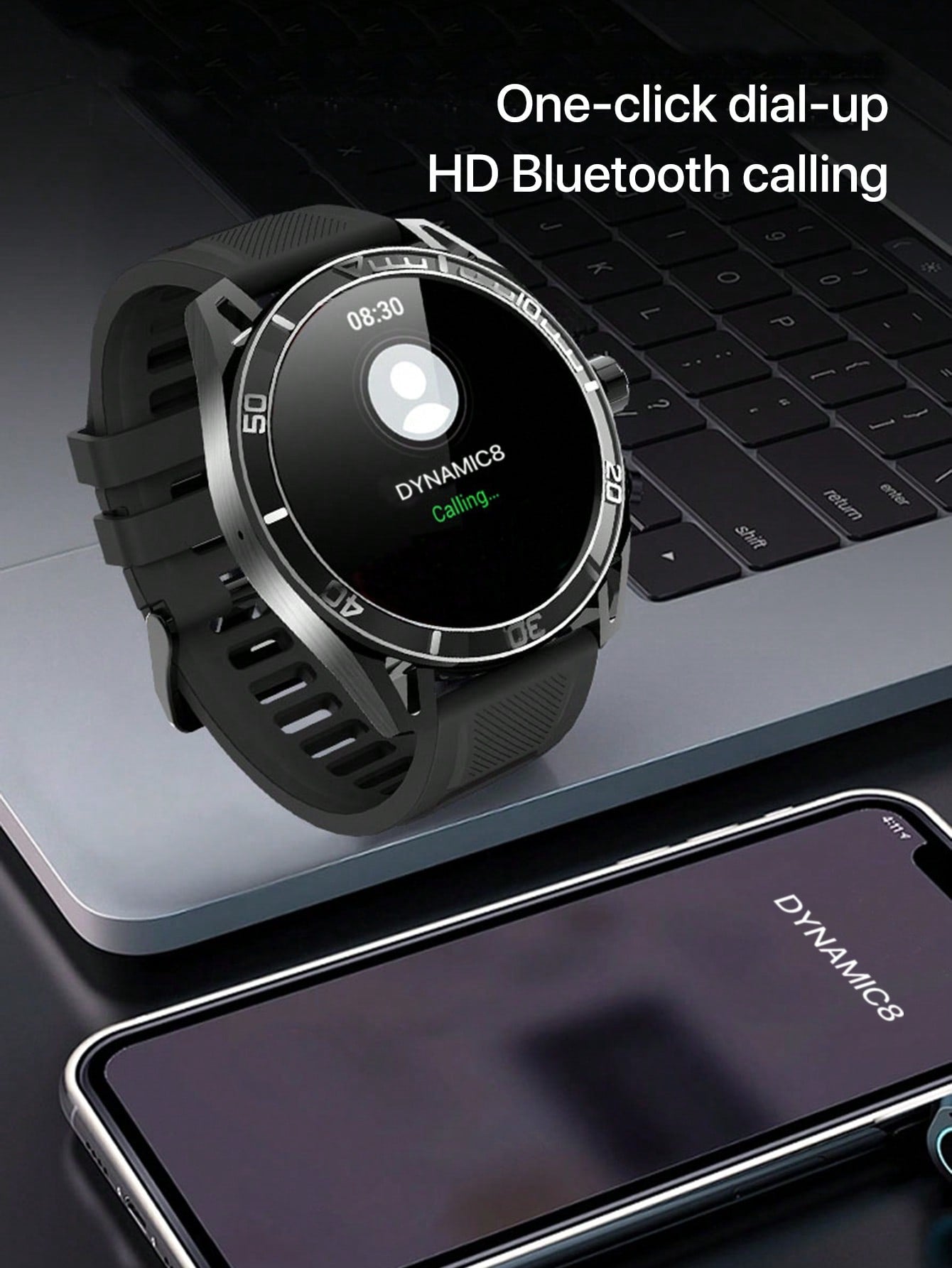 D8 1Pc Multi-Sport Mode Fitness Watch for Men - 1.43" Waterproof, Compatible with Android & iPhone