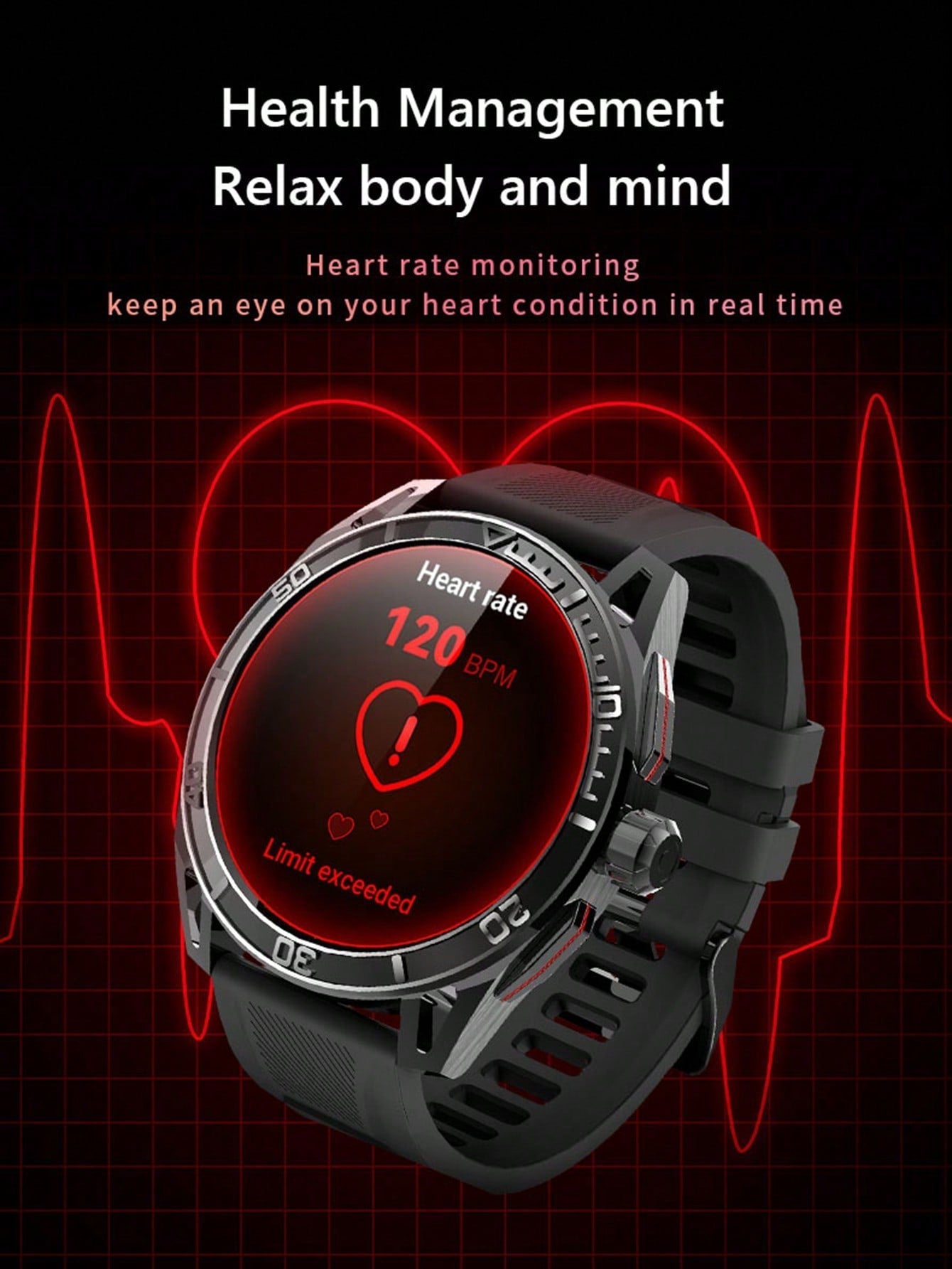 D8 1Pc Multi-Sport Mode Fitness Watch for Men - 1.43" Waterproof, Compatible with Android & iPhone