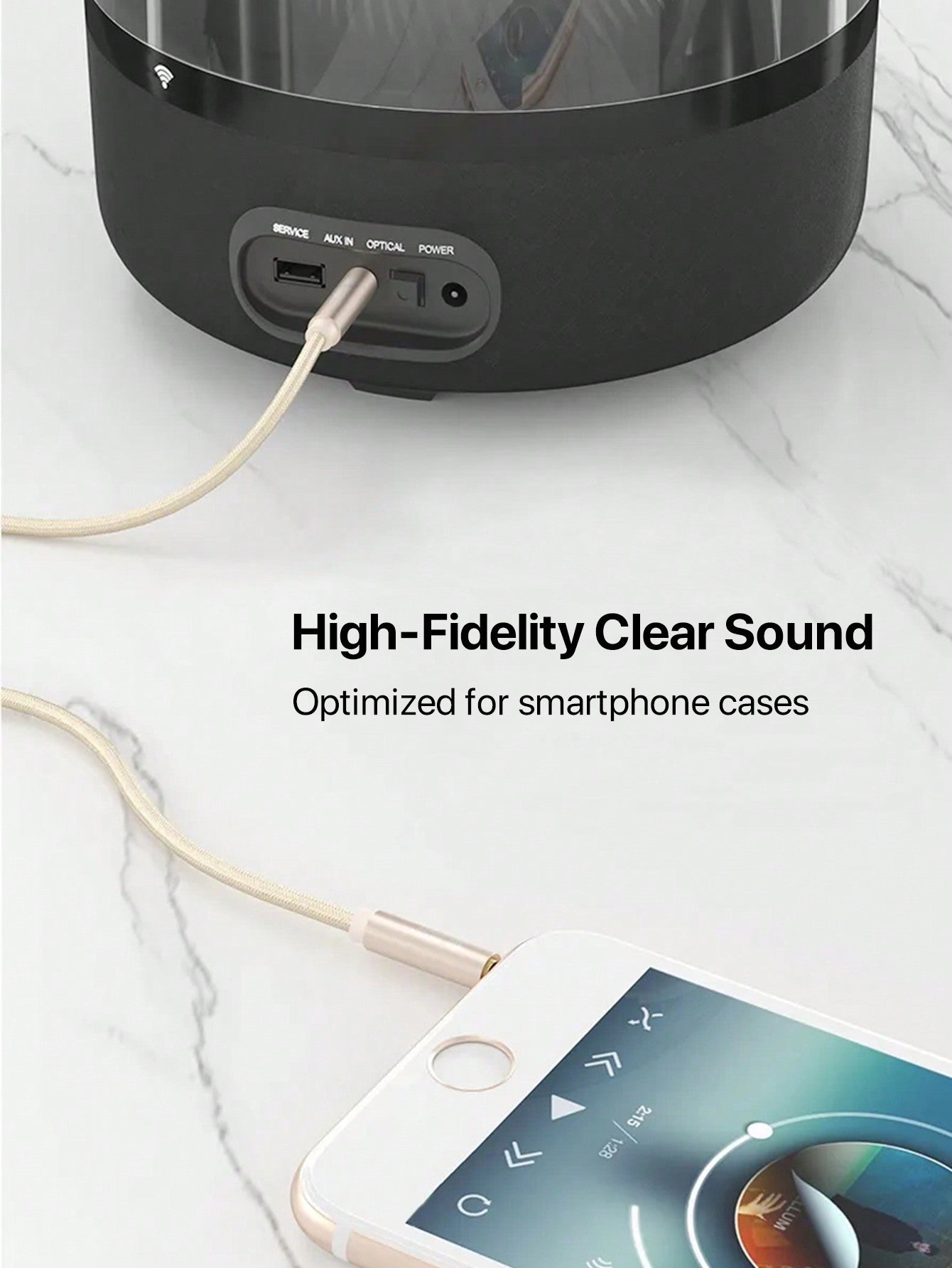 D8 1m 3.5mm Male-to-Male Aux Cable, for Cars, Headphones, Speakers & More