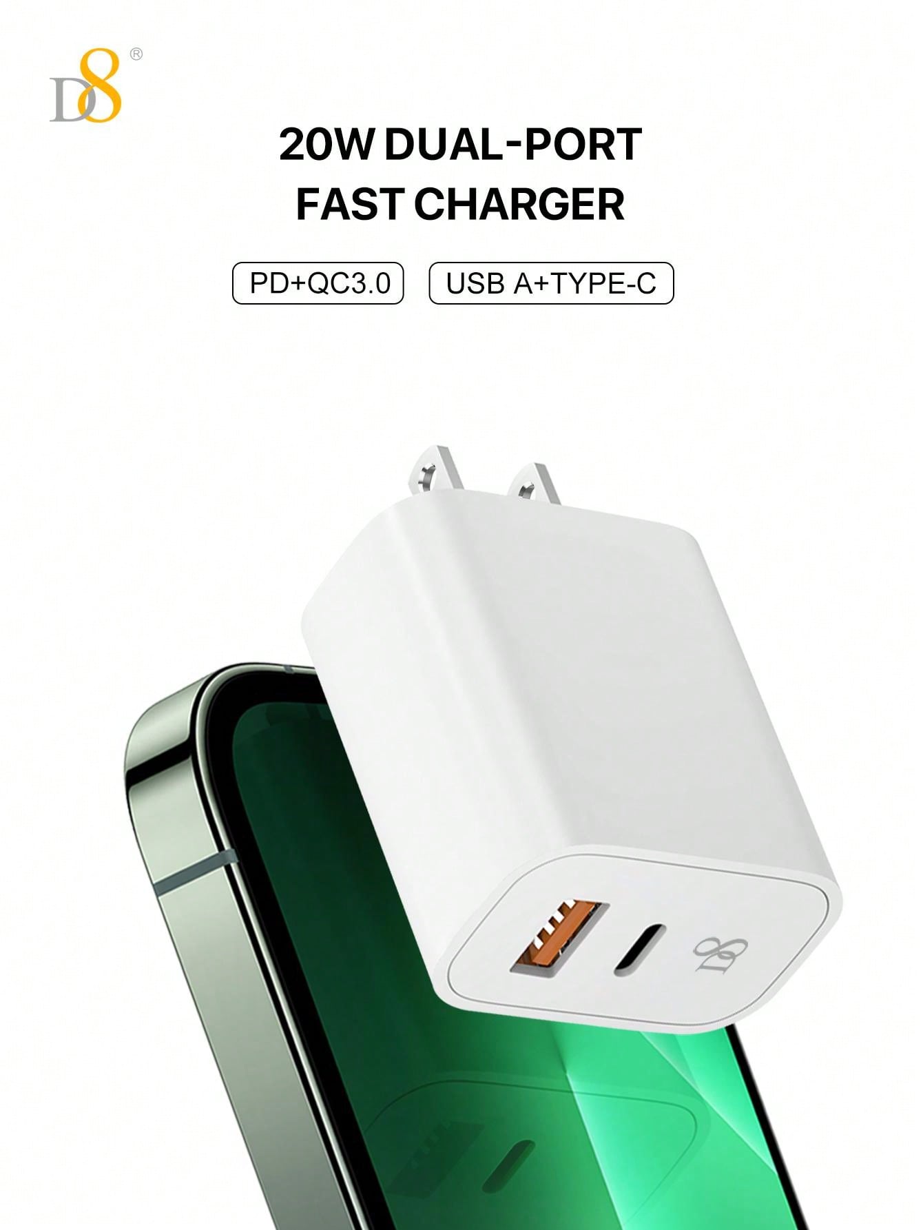 D8 MFi Lightning Cable 3-Pack, USB-C & USB-A, PD Fast Charge for iPhone/iPad