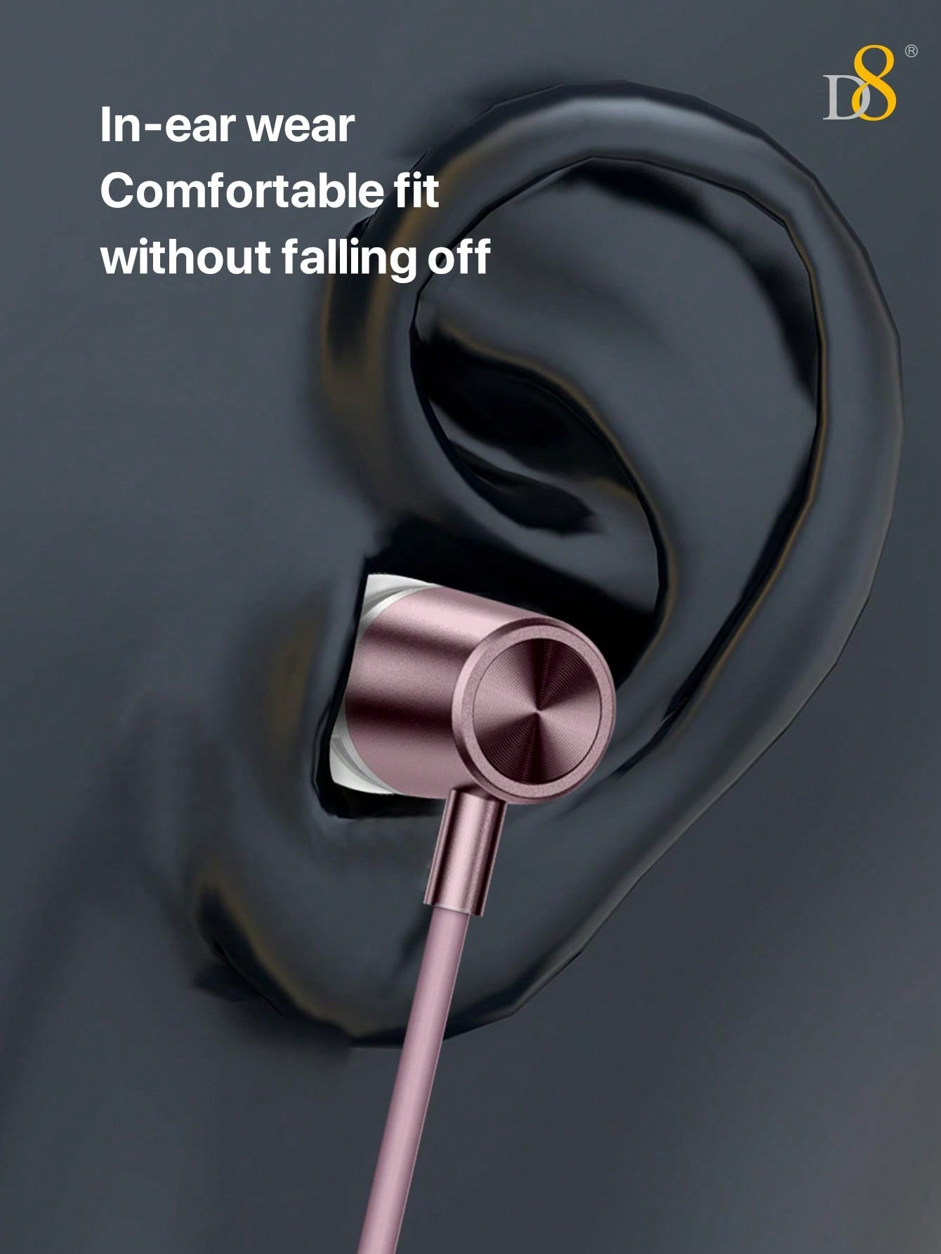 D8 2Pcs MFi Lightning & Type-C In-Ear Headphones with Mic, Compatible with iPhone & Android