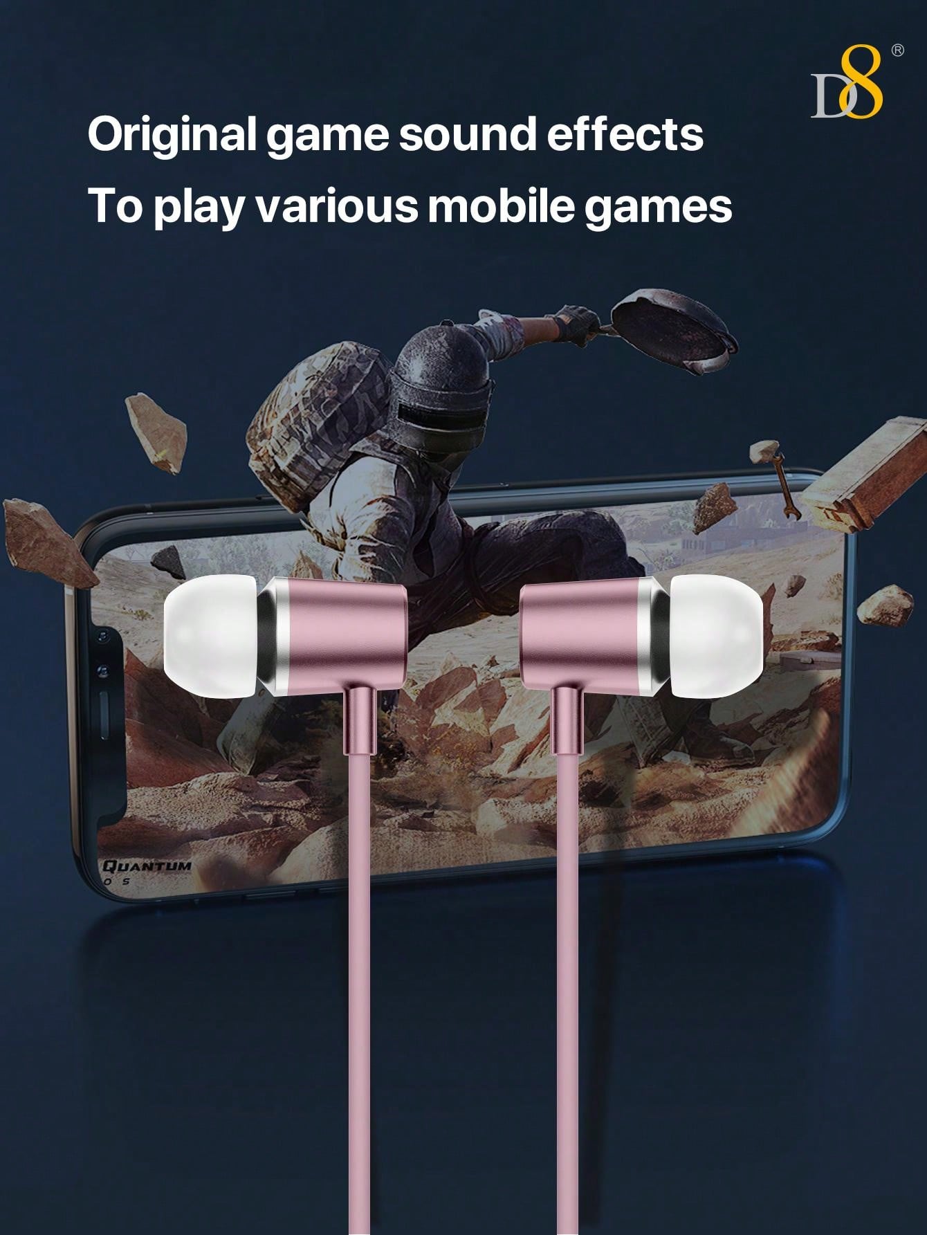 D8 2Pcs MFi Lightning & Type-C In-Ear Headphones with Mic, Compatible with iPhone & Android