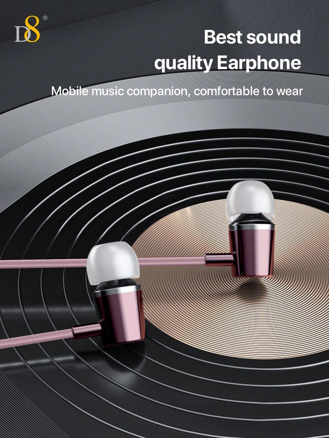 D8 2Pcs MFi Lightning & Type-C In-Ear Headphones with Mic, Compatible with iPhone & Android