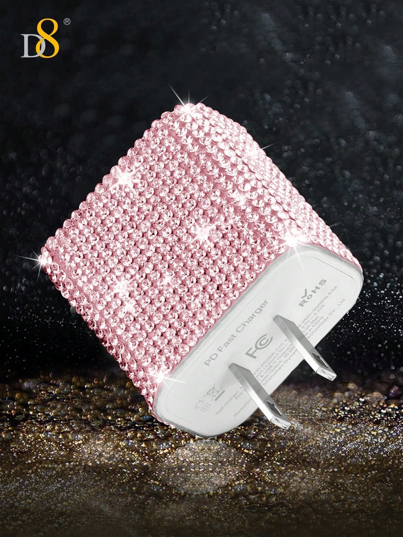 D8 20W USB-C Wall Charger, Dual Port PD Fast Charge, Crystal Design, iPhone/Galaxy