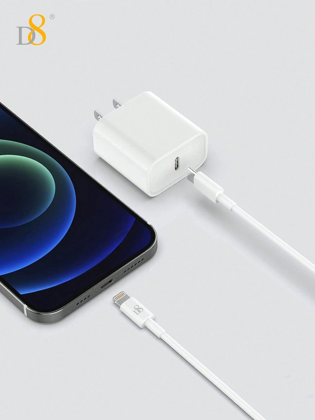 D8 USB-C to Lightning Cable, MFi Certified, PD Fast Charging (1M/3.3FT)