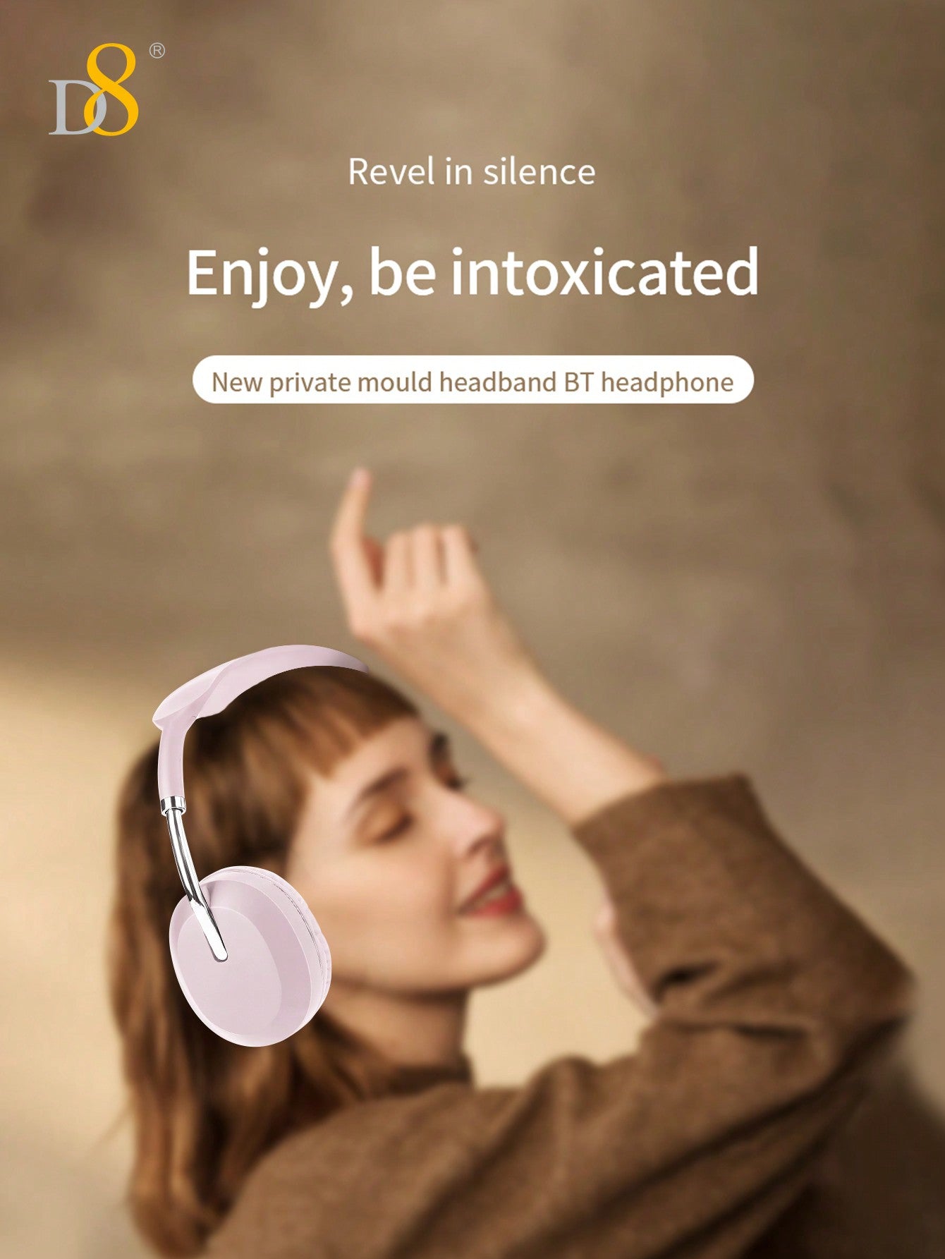 D8 Retractable Over-Ear Headphones, Wireless/Wired, 15H Playtime, Foldable