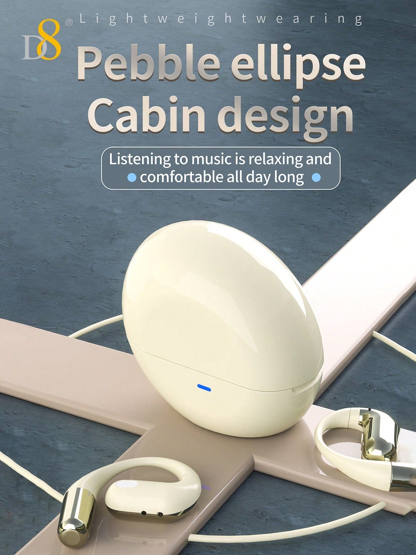 D8 Open-Ear Sport Headphones, 5.2 Stereo, Bass Boost, 7H Playtime, IPX5