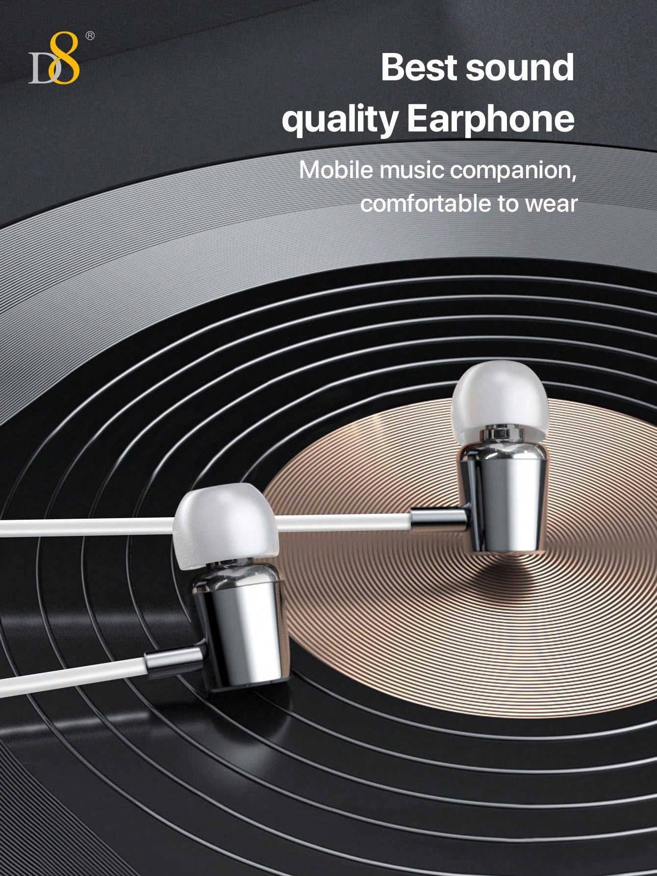 D8 USB-C In-Ear Headphones, Mic & Volume Control for iPhone/Galaxy/iPad
