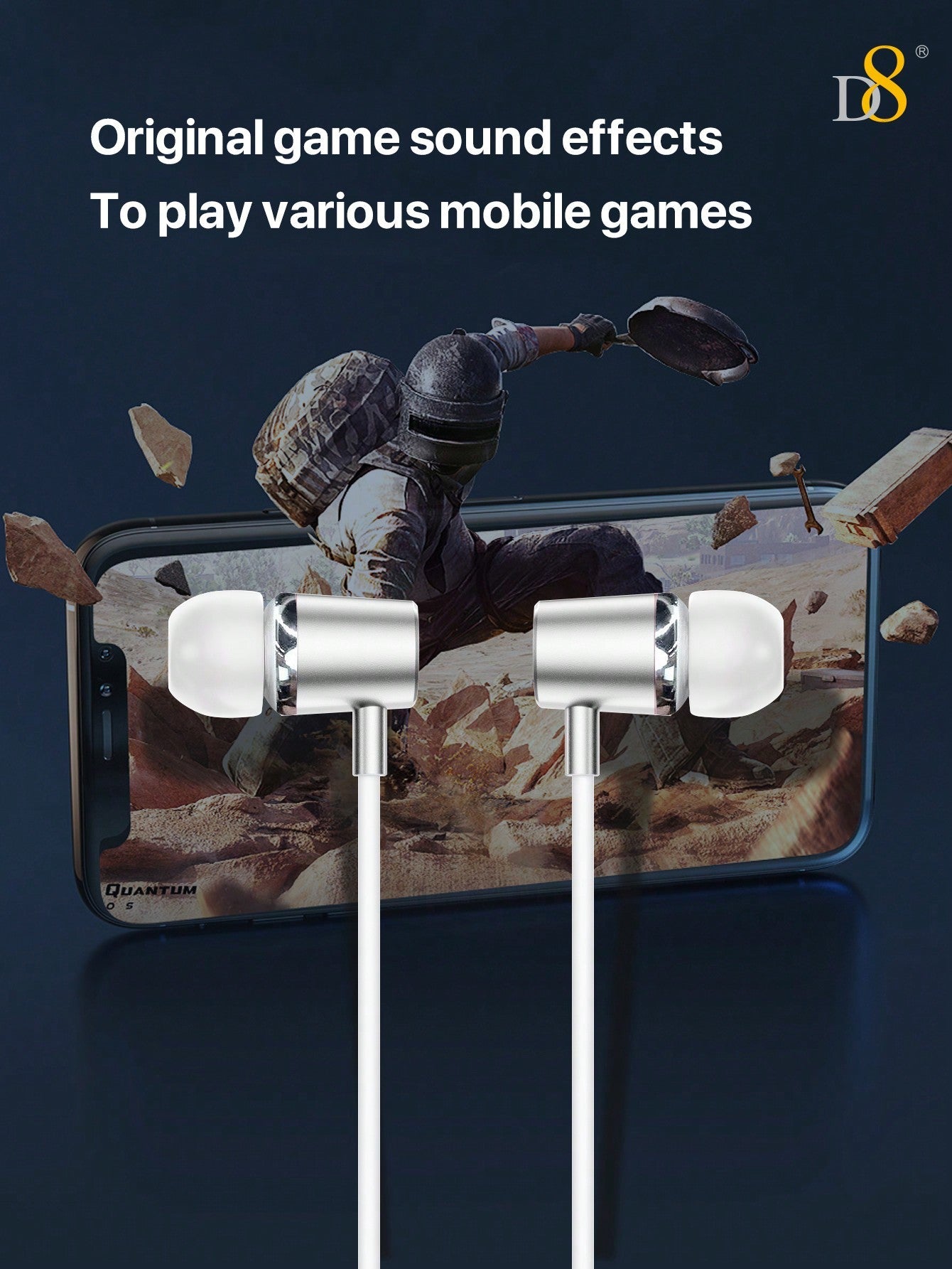 D8 USB-C In-Ear Headphones, Mic & Volume Control for iPhone/Galaxy/iPad