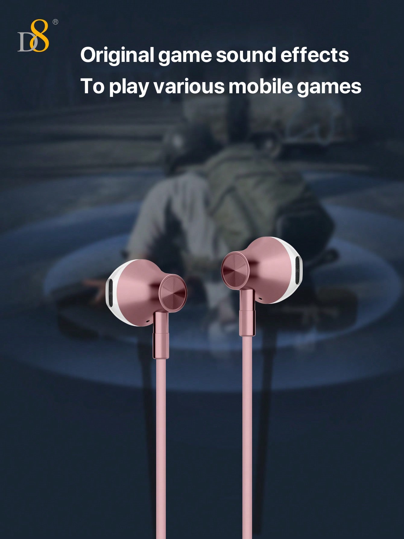 D8 Type C In-Ear Headphones with Mic & Volume Control - Compatible with iPhone 16, iPad, Galaxy S23