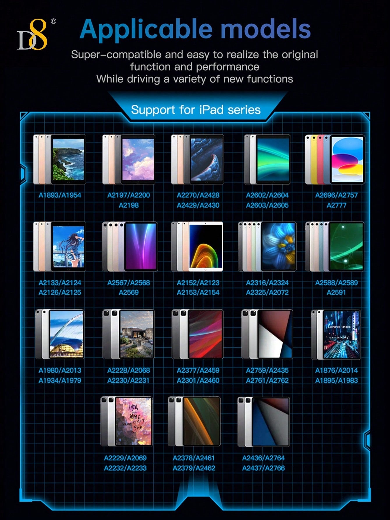 D8 Transparent iPad Stylus Pen - Magnetic Wireless Charging, Tilt, Palm Rejection