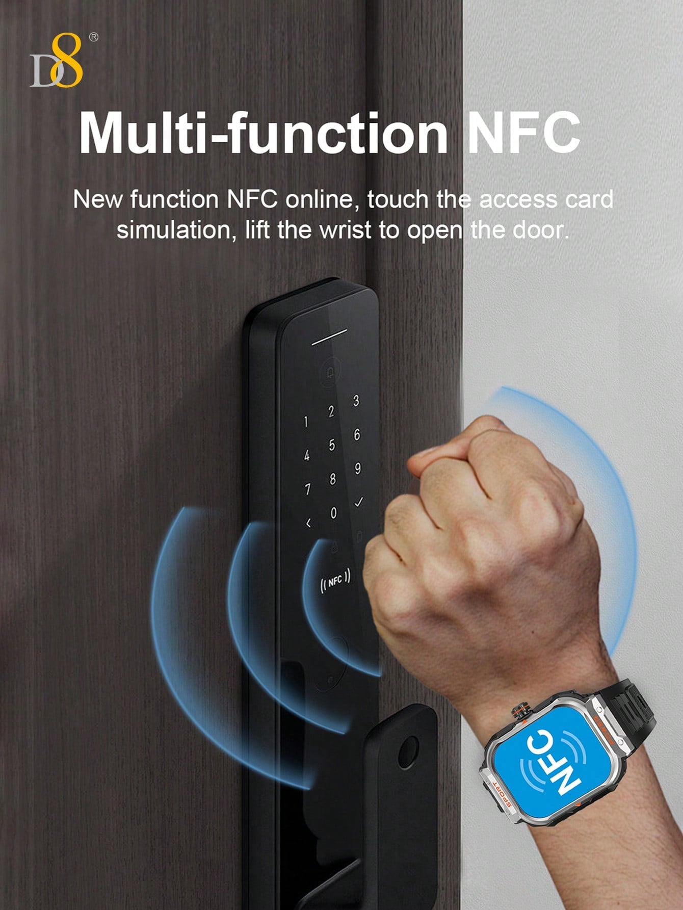 D8 2.01" Tactical Smartwatch with Earbuds, 100+ Sports Modes, Rugged HD