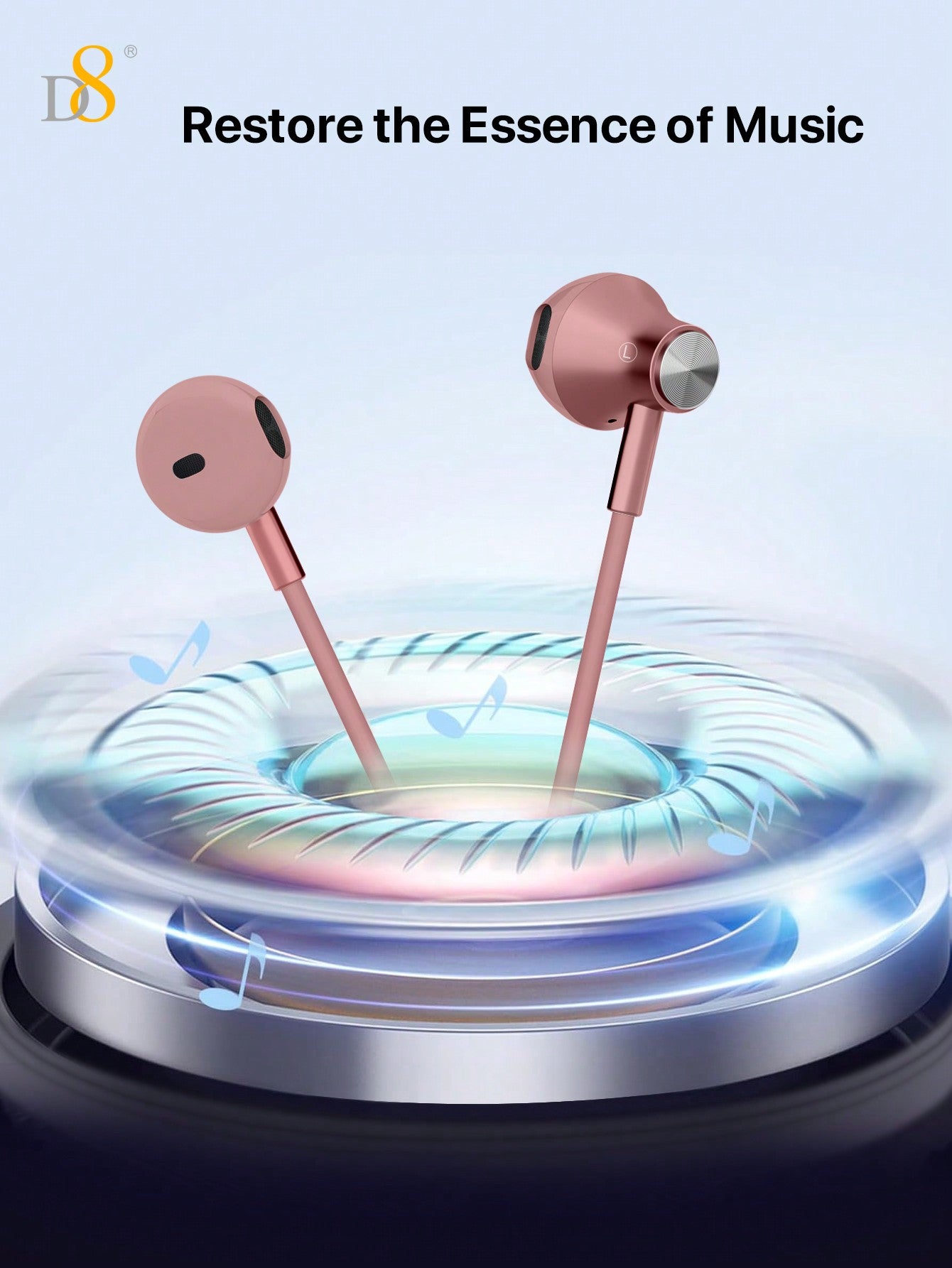 D8 USB-C Earbuds, In-Ear Headphones with Mic & Volume for iPhone/Galaxy/iPad