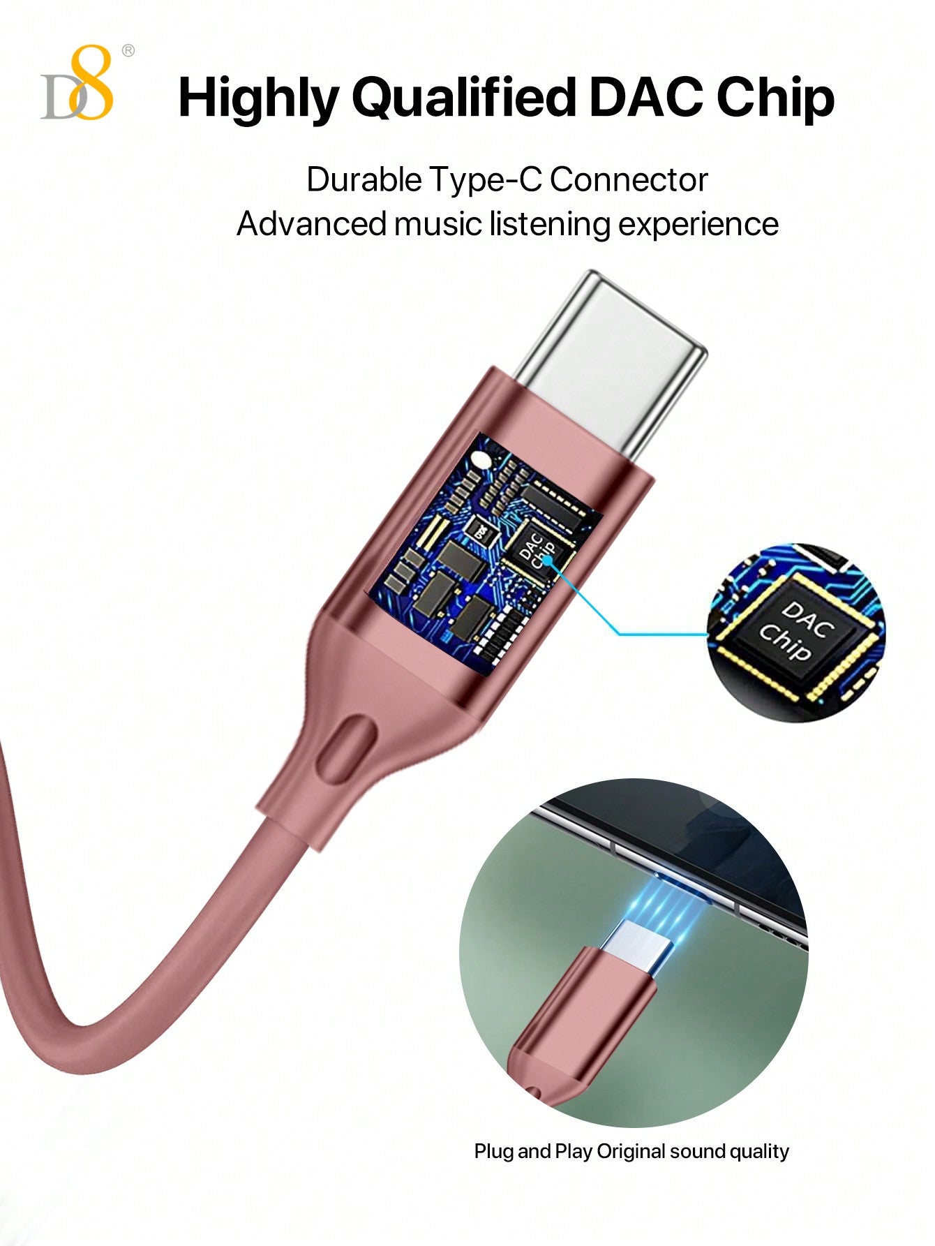 D8 USB-C Earbuds, In-Ear Headphones with Mic & Volume for iPhone/Galaxy/iPad