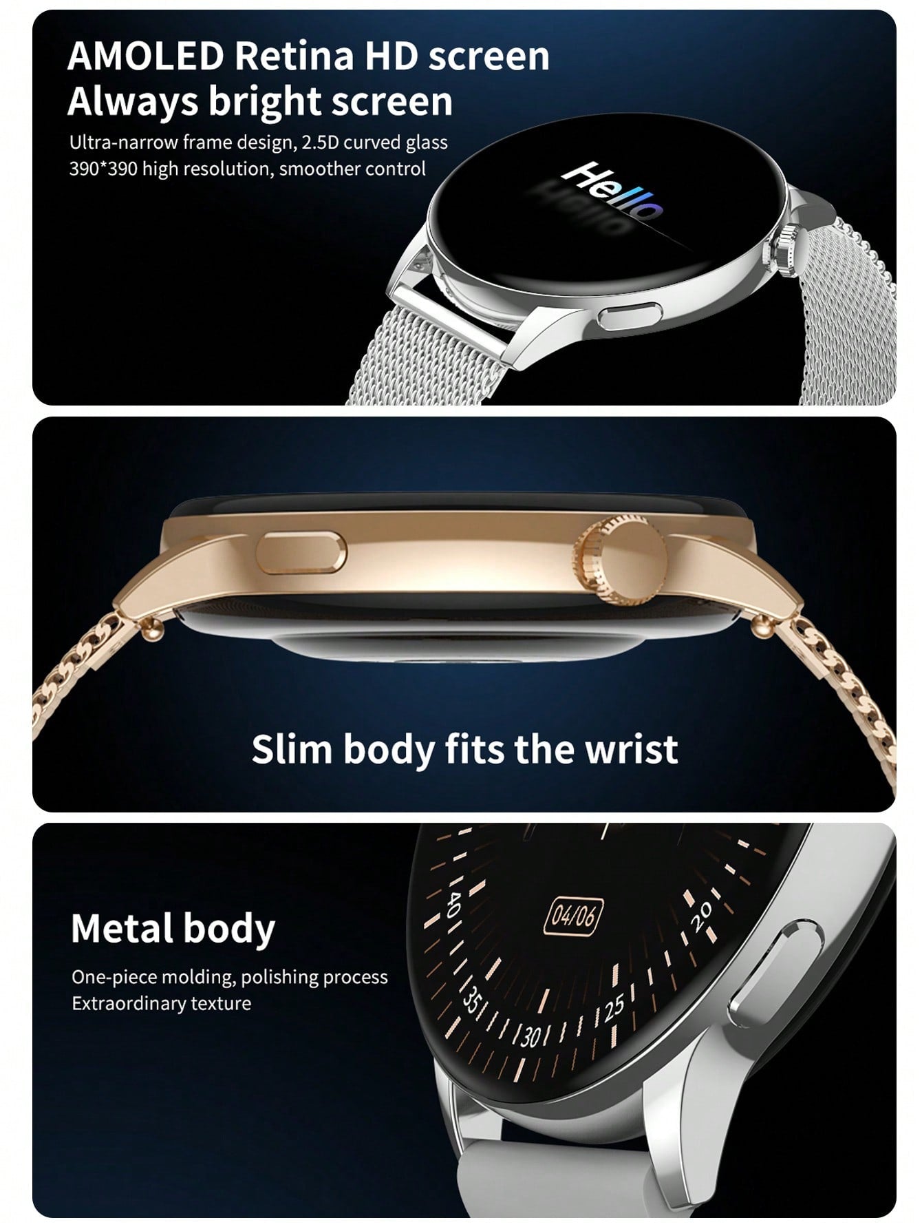 D8 1.3" Women's Smartwatch, Waterproof Fitness Tracker, 100+ Sports Modes