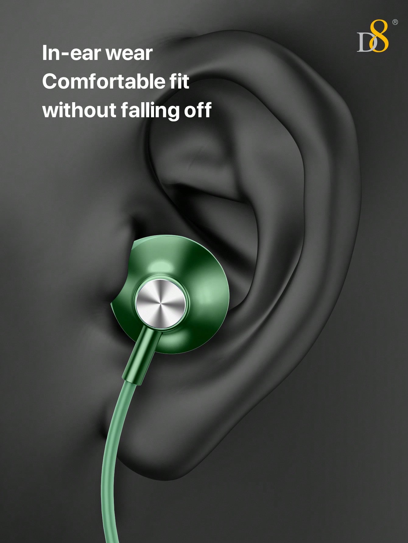 D8 USB-C In-Ear Headphones, Mic & Volume Control for iPhone/Galaxy/iPad