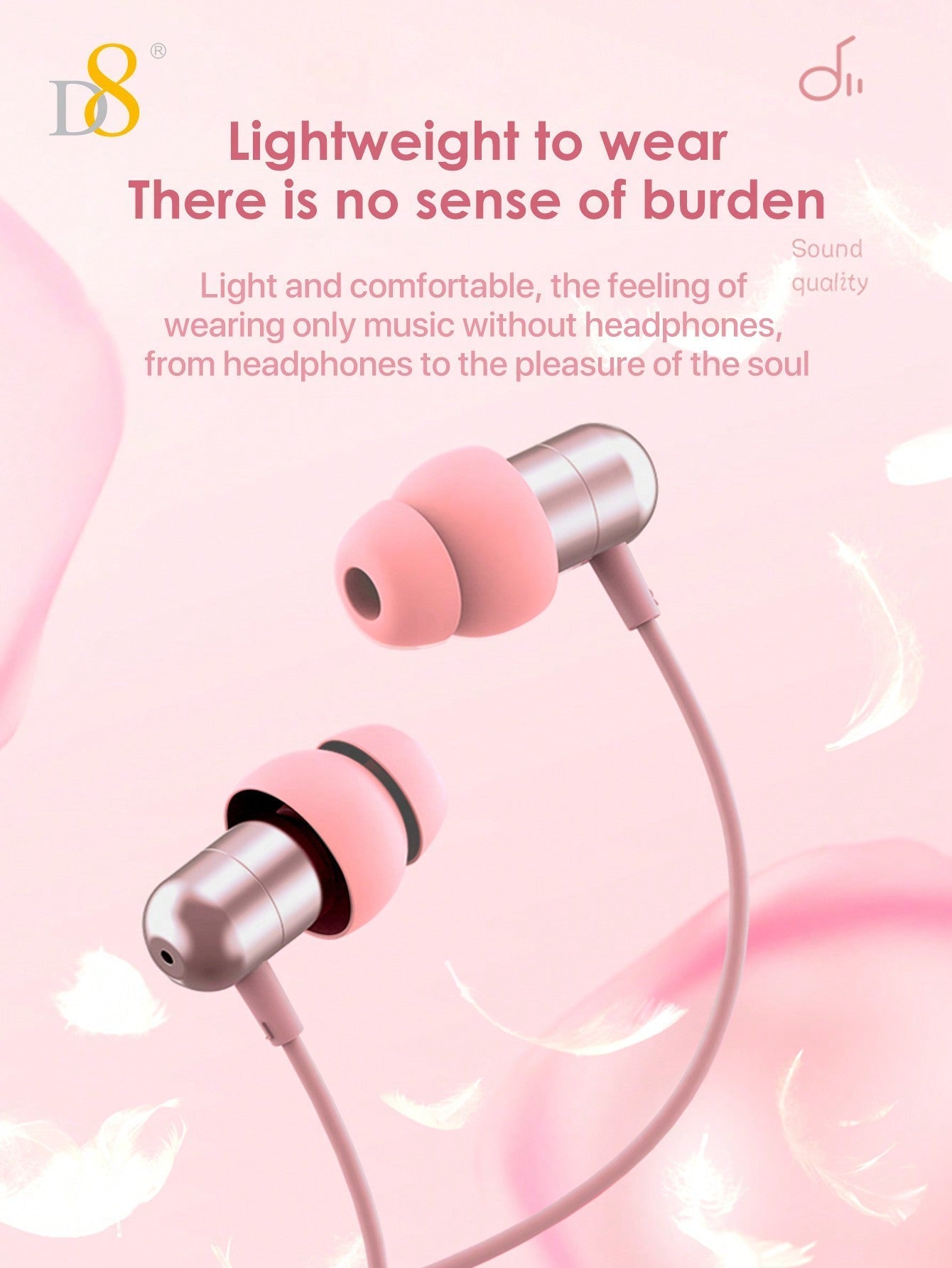 D8 USB-C Sleep Headphones, Wired Earbuds, Bass & Noise Isolation, iPhone/Android