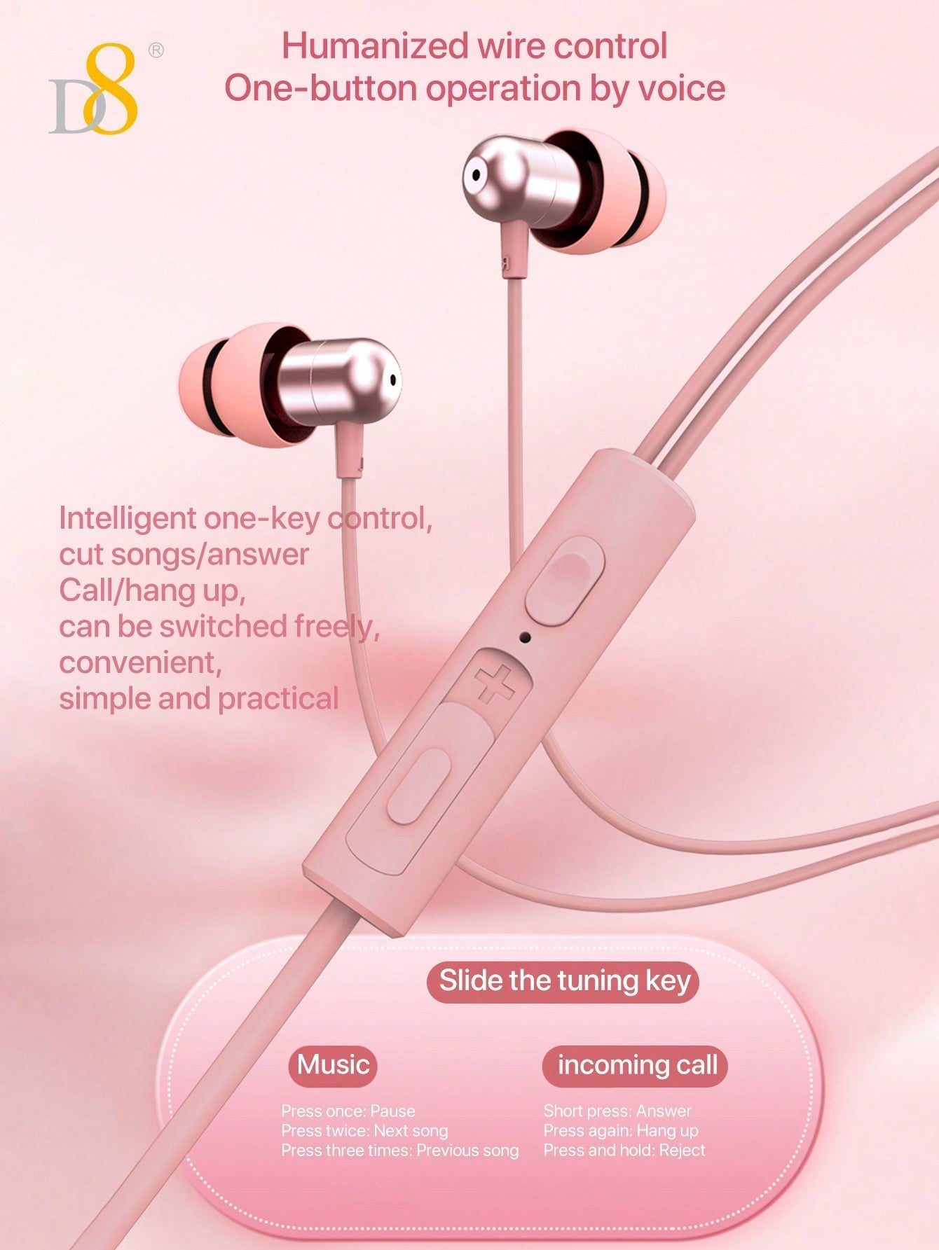 D8 USB-C Sleep Headphones, Wired Earbuds, Bass & Noise Isolation, iPhone/Android