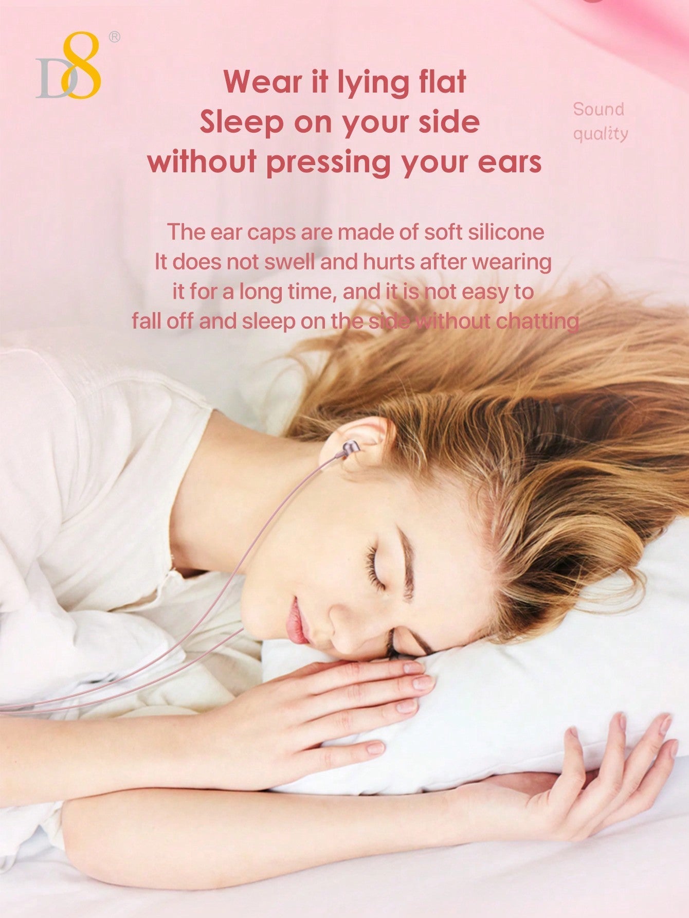 D8 USB-C Sleep Headphones, Wired Earbuds, Bass & Noise Isolation, iPhone/Android