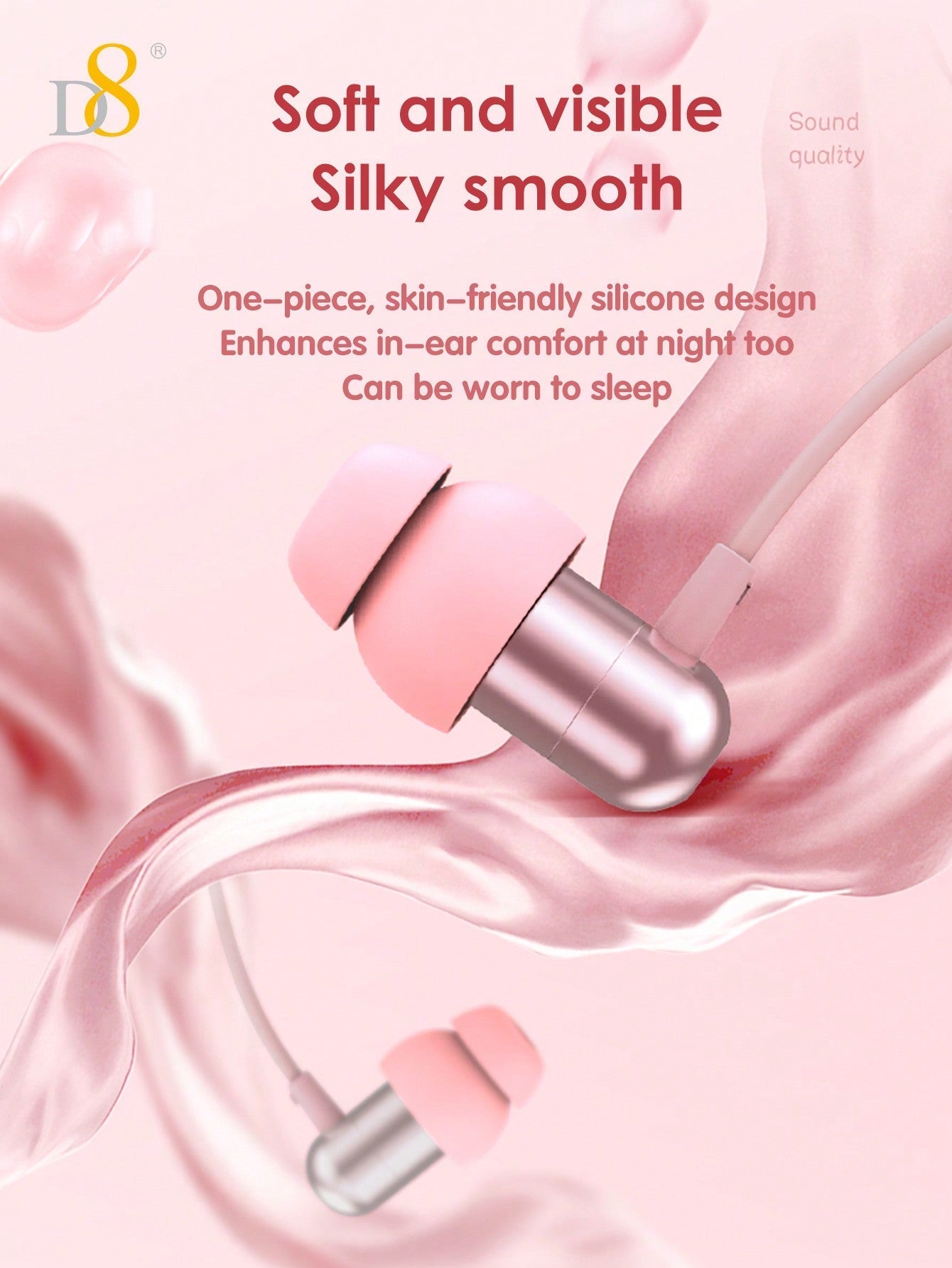 D8 USB-C Sleep Headphones, Wired Earbuds, Bass & Noise Isolation, iPhone/Android