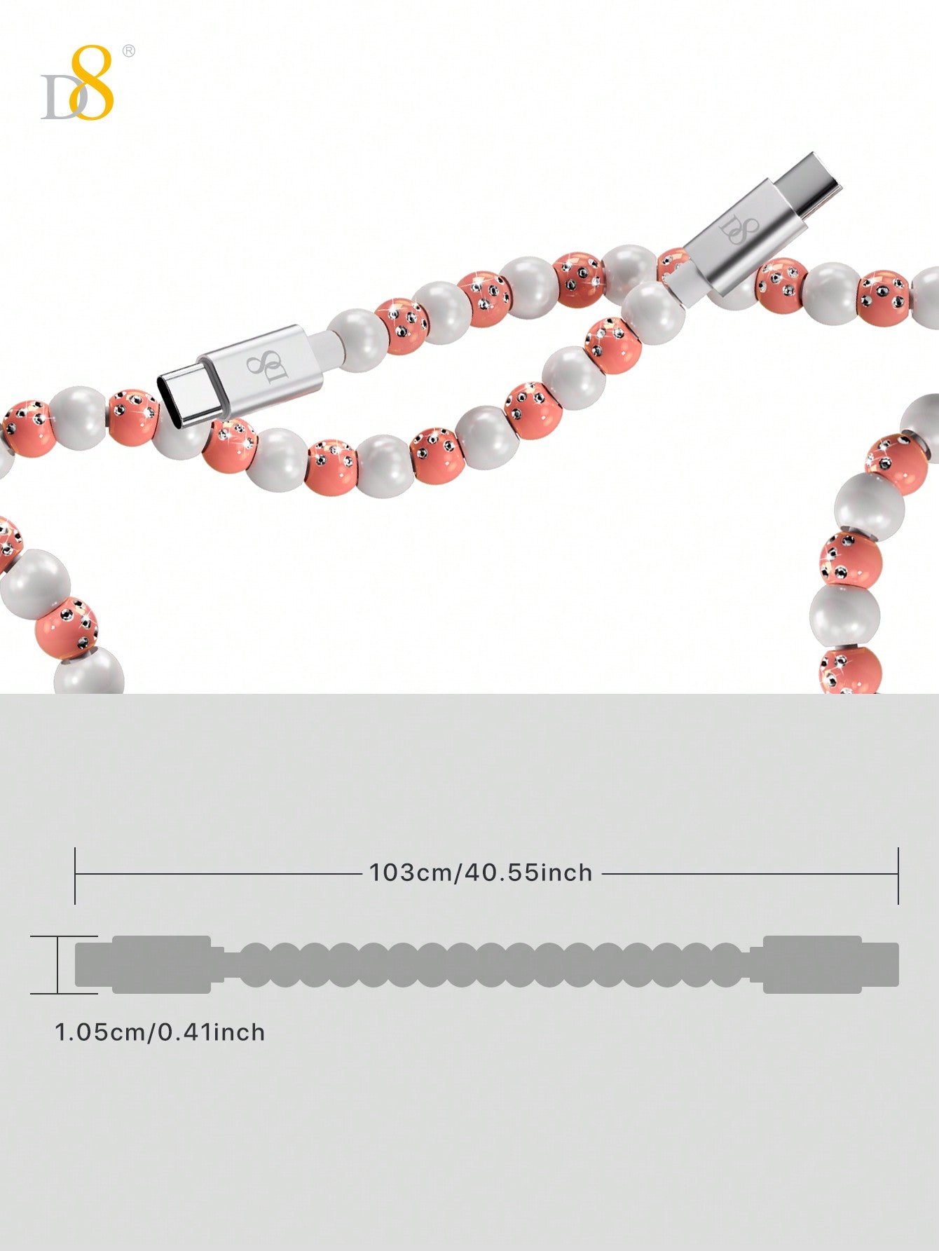 D8 USB C to Type C Cable – 3.3ft PD 60W Fast Charging Cable, Braided Cord, Compatible with iPhone 15/15 Pro, iPad Pro, Galaxy S22