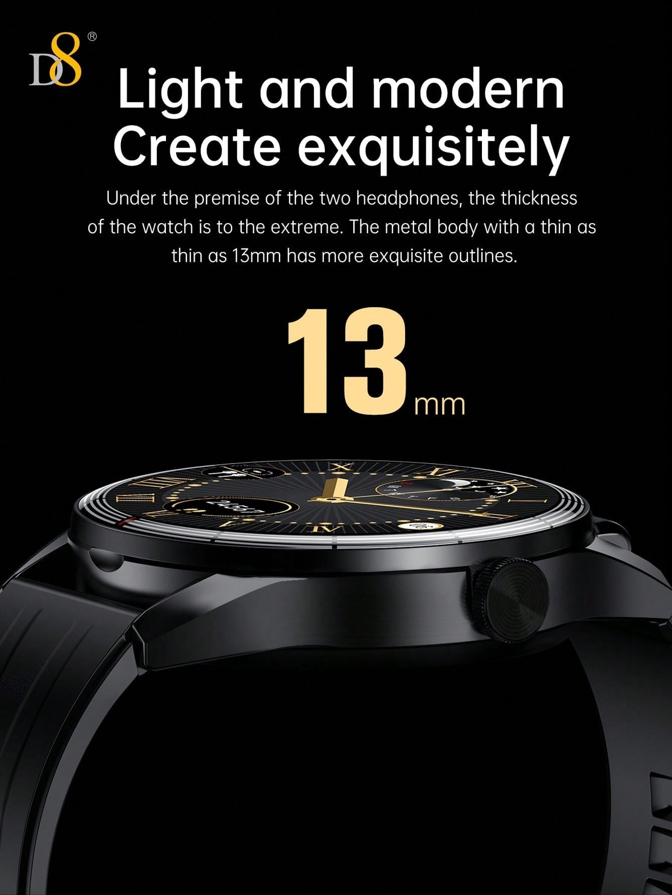 D8 2-in-1 Smartwatch with Earbuds, Fitness Tracker, 100+ Sports Modes, iOS/Android