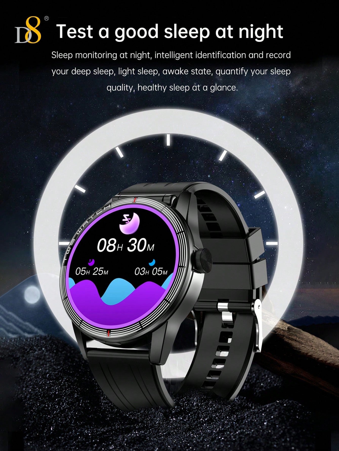 D8 2-in-1 Smartwatch with Earbuds, Fitness Tracker, 100+ Sports Modes, iOS/Android