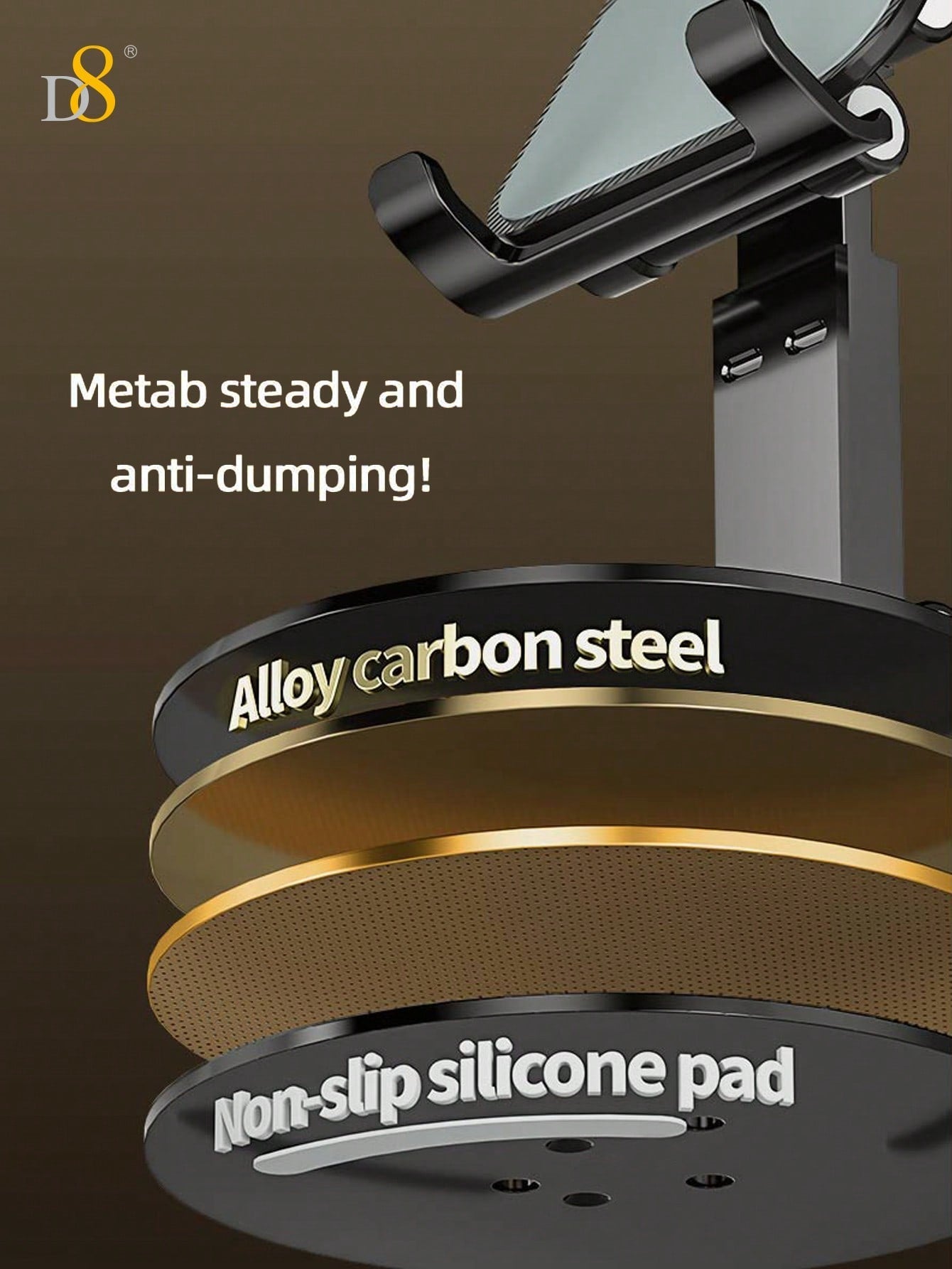 D8 360° Dual Folding Phone & Tablet Stand - Adjustable, Foldable, Desktop Use