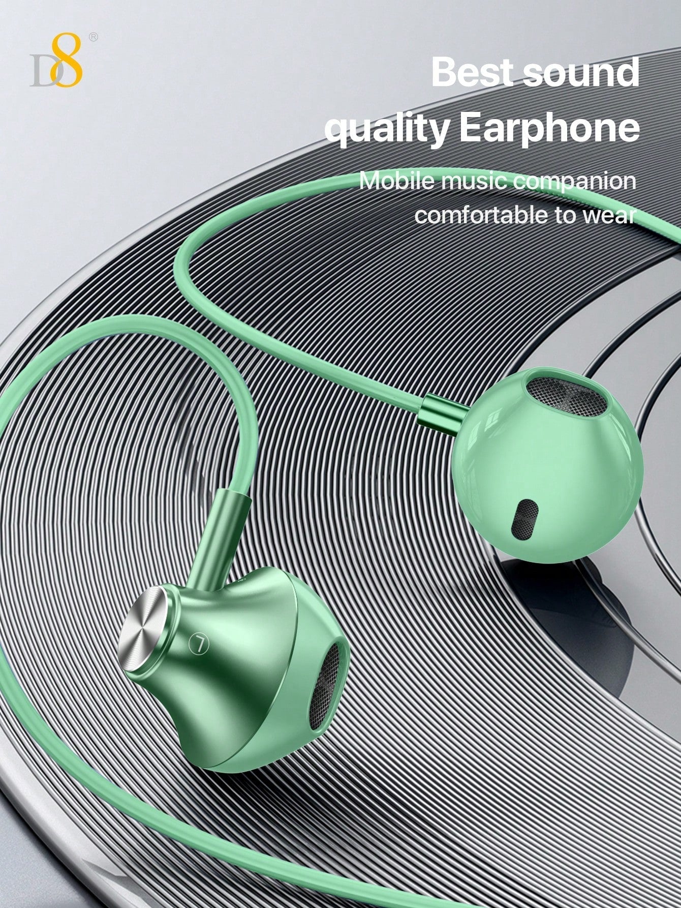 D8 USB-C In-Ear Headphones, Mic & Volume Control for iPhone/Galaxy/iPad