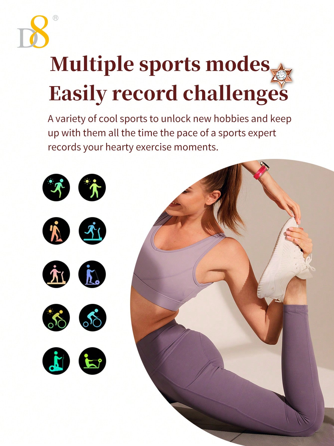 D8 Women's Smartwatch, Call Function, 1.27" Display, 100+ Sports, IP67 Rated