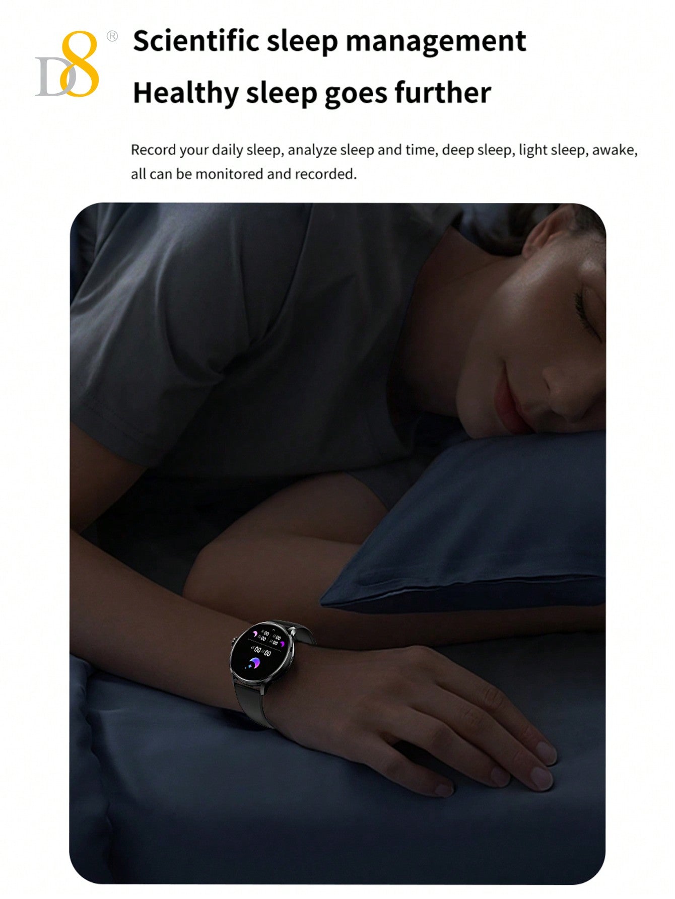 D8 Women's Smartwatch, IP67 Waterproof, Fitness Tracker, 100+ Sports Modes