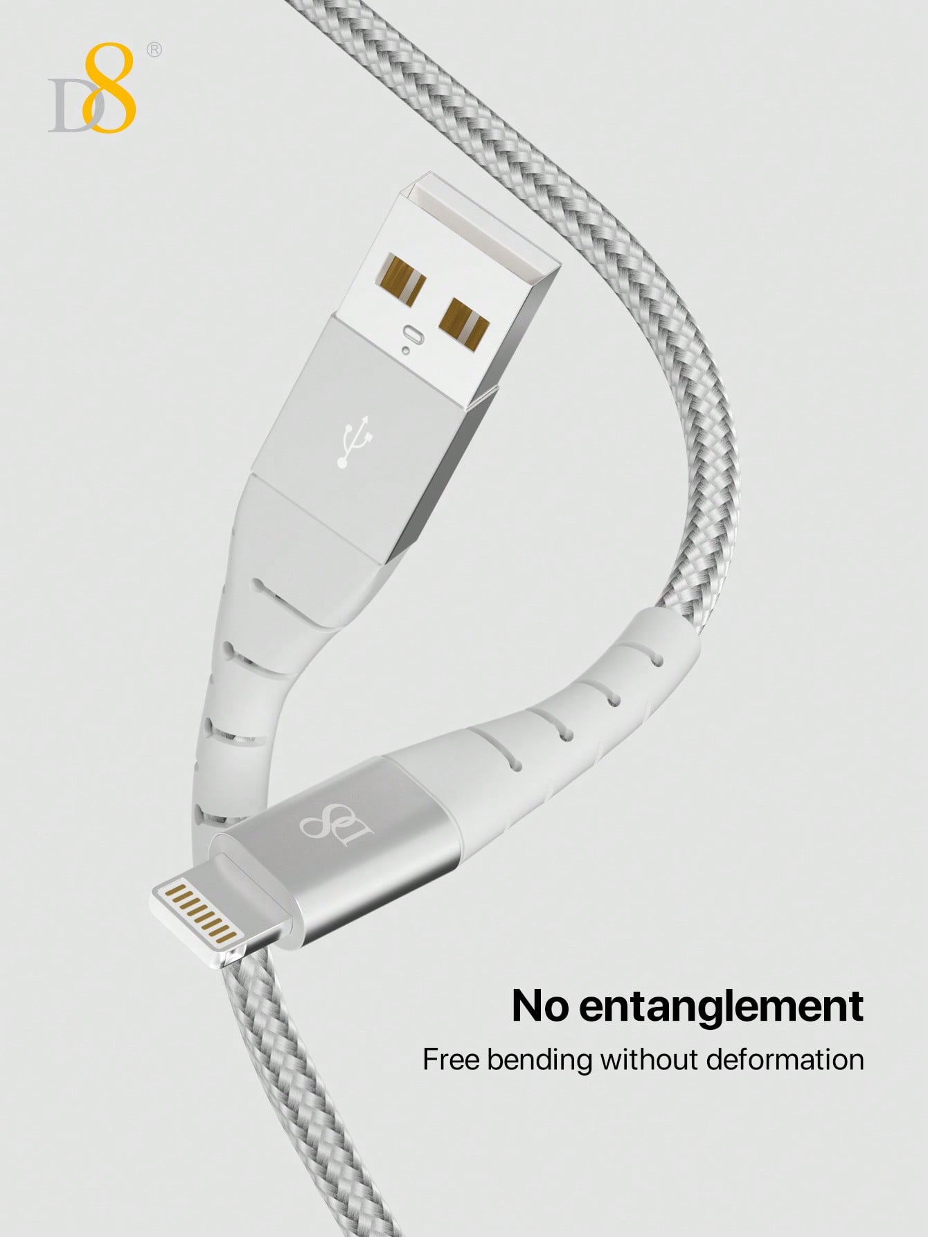 D8 iPhone Charger Cable (2-Pack, 3.3FT), USB-A to Lightning, MFi Certified