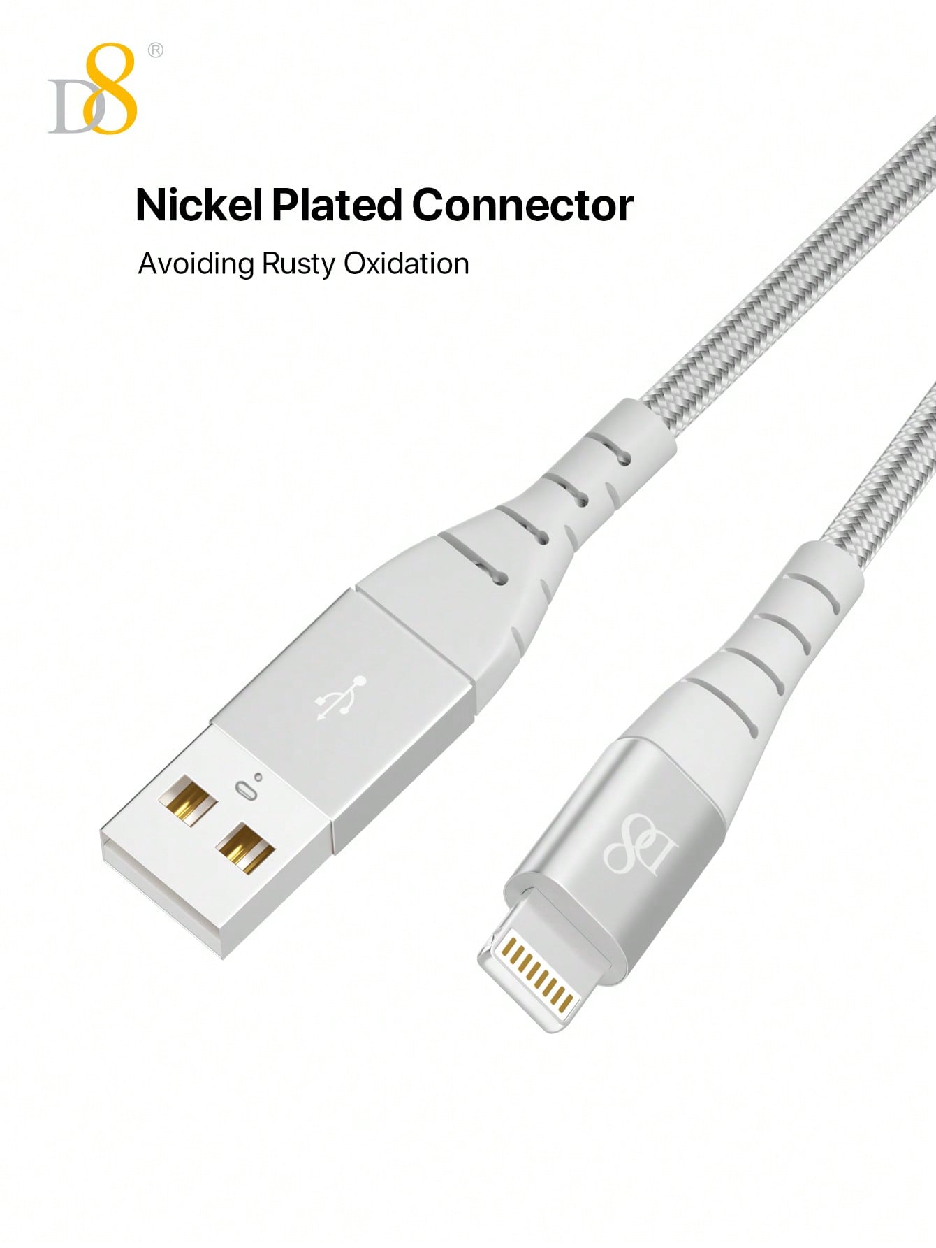 D8 iPhone Charger Cable (2-Pack, 3.3FT), USB-A to Lightning, MFi Certified