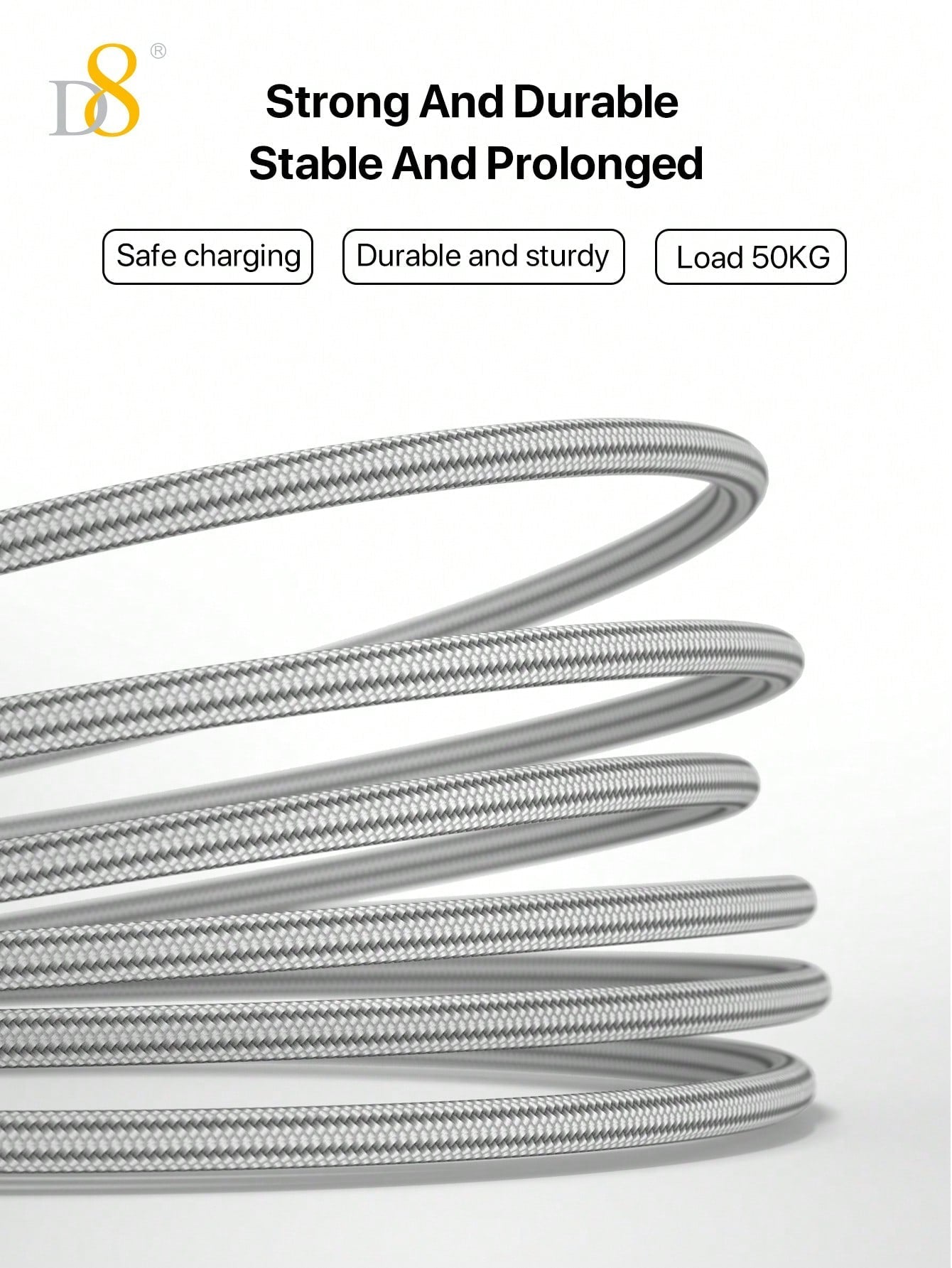 D8 iPhone Charger Cable (2-Pack, 3.3FT), USB-A to Lightning, MFi Certified