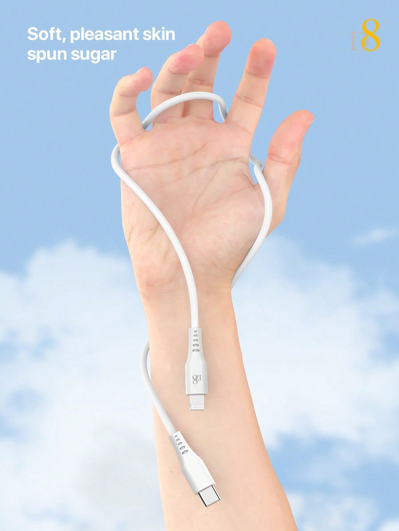 D8 USB-C to Lightning Charger Cable 1.2M – MFi Certified, 2.4A Fast Charging