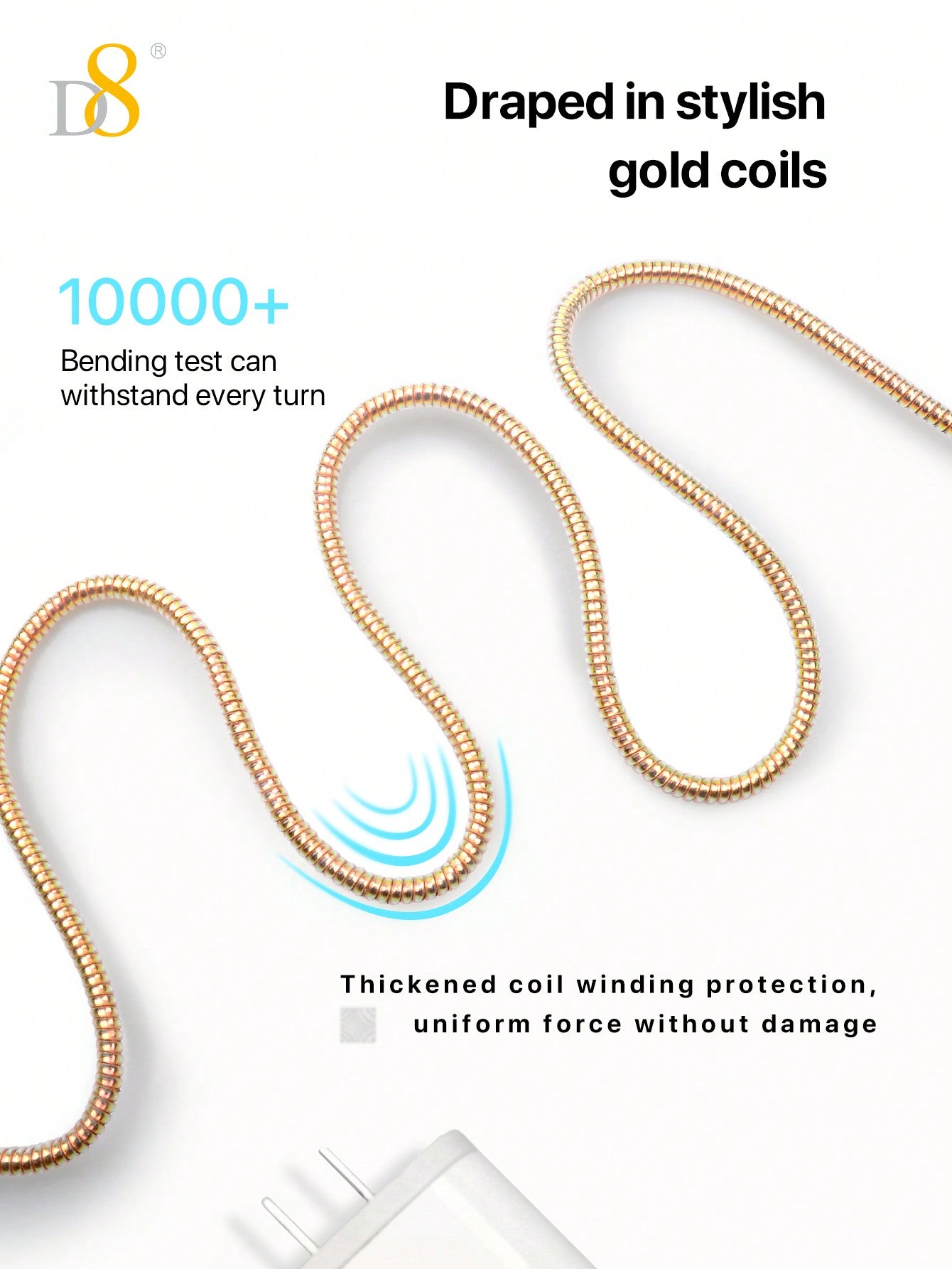 D8 USB-A to Lightning Charger Cable 1M – MFi Certified, 2.4A Fast Charging