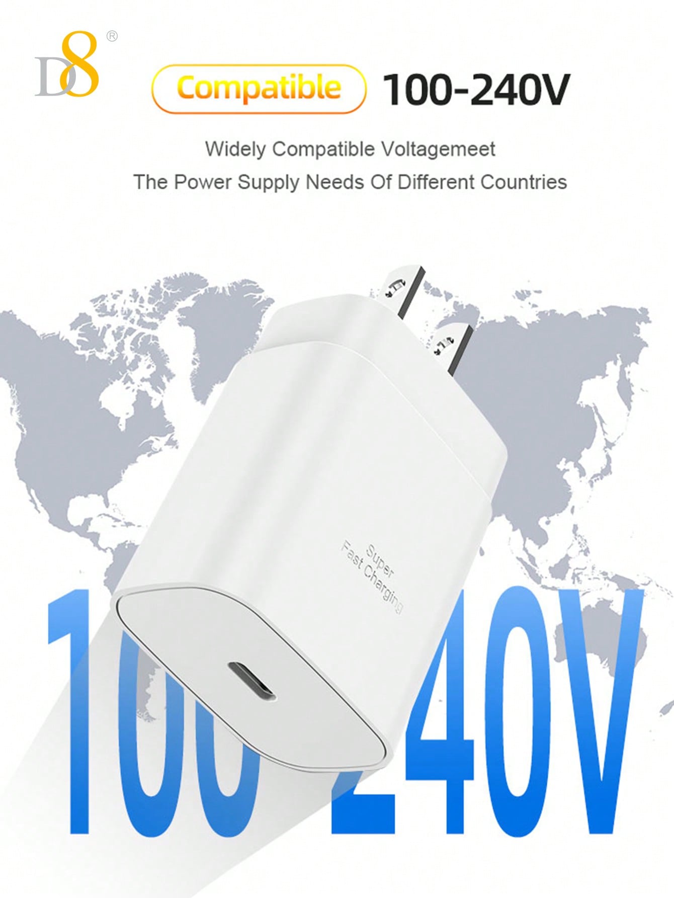 D8 25W USB-C PD Fast Charger with MFi Certified 3.3FT Cable for iPhone and iPad