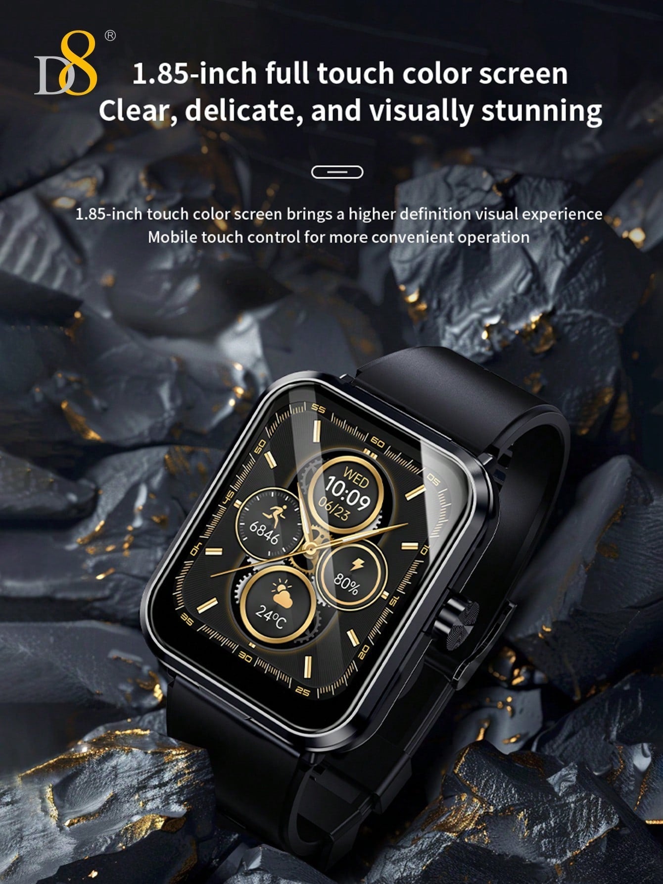 D8 2-in-1 Smartwatch with Earbuds, Fitness Tracker, 100+ Sports Modes, iOS/Android