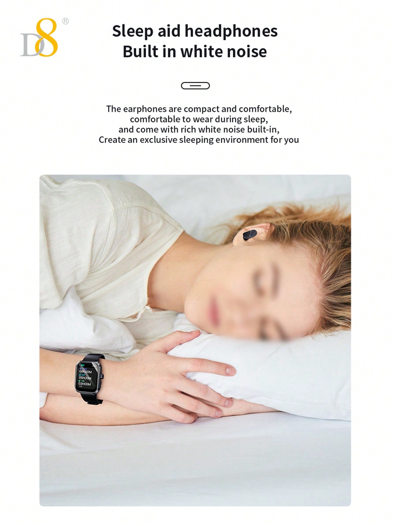 D8 2-in-1 Smartwatch with Earbuds, Fitness Tracker, 100+ Sports Modes, iOS/Android