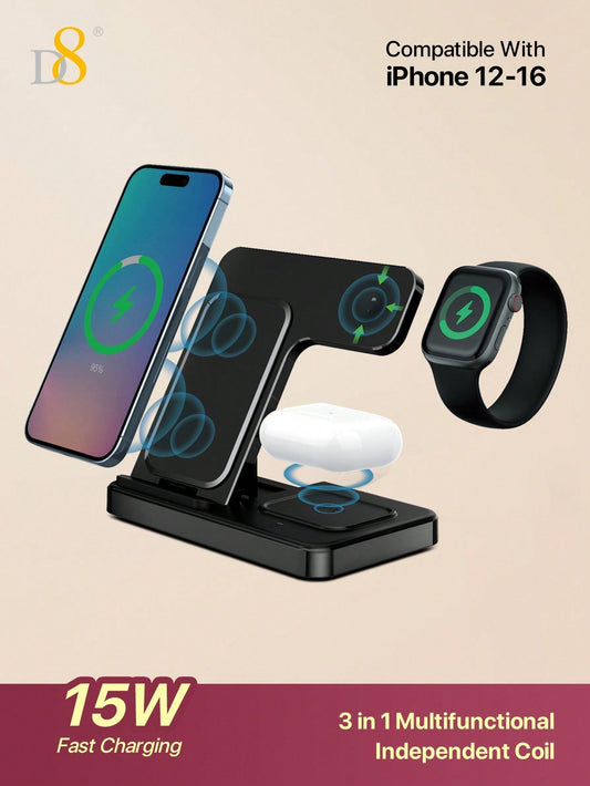 D8 3-in-1 Wireless Charger, for iPhone/Watch/AirPods, Ideal Gift Station