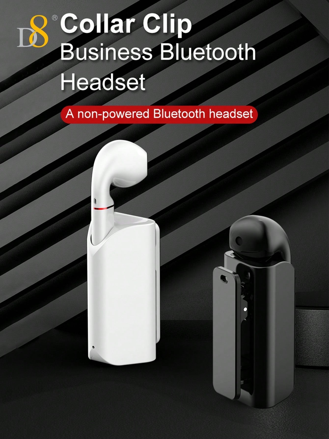 D8 Wireless Mic Earbuds, 5.0 Stereo Bass, USB-C, 5H Playtime for iOS/Android