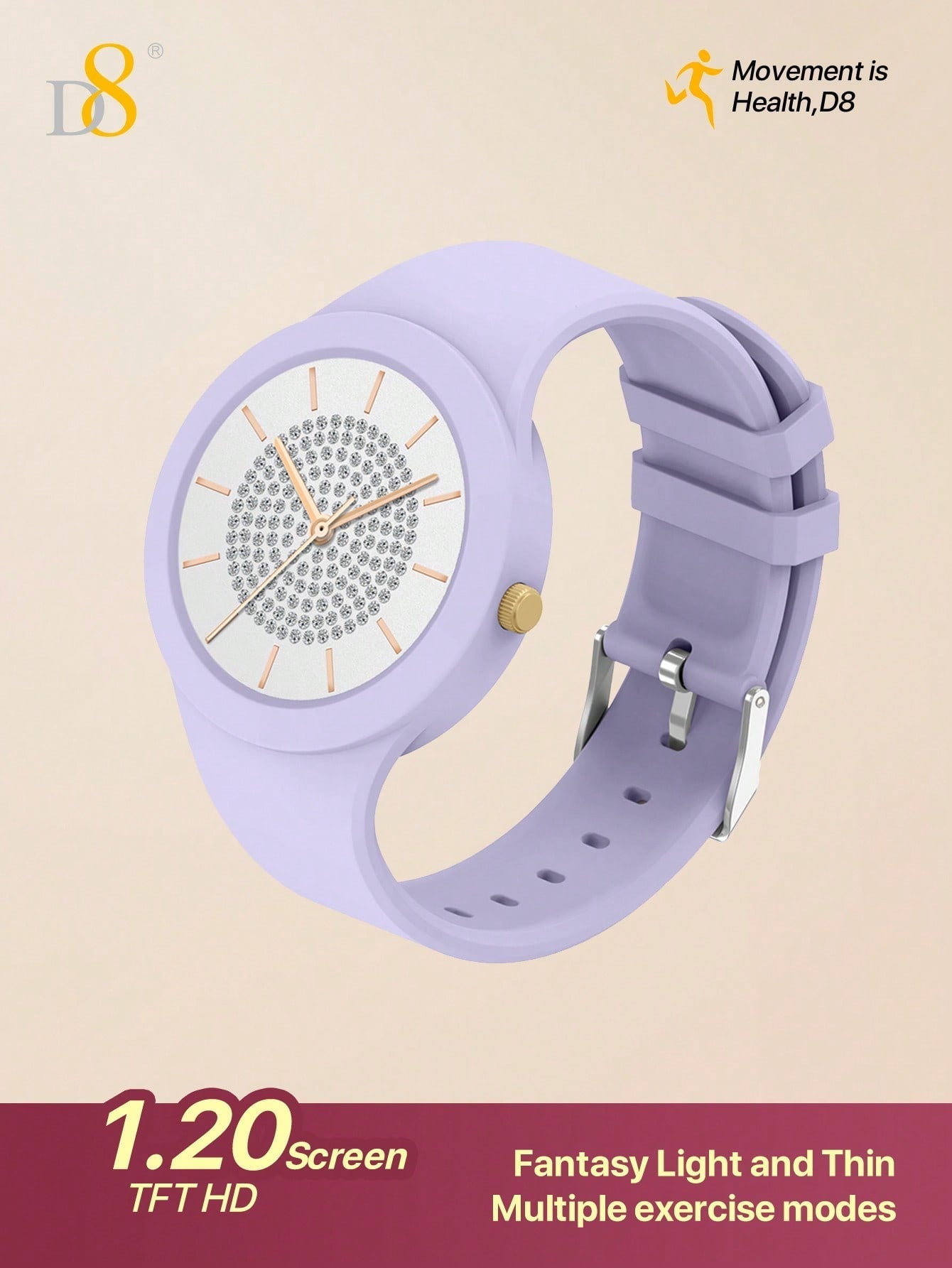 D8 Smartwatch, IP67 Waterproof Tracker, Heart Rate & Sleep Monitor, iOS/Android