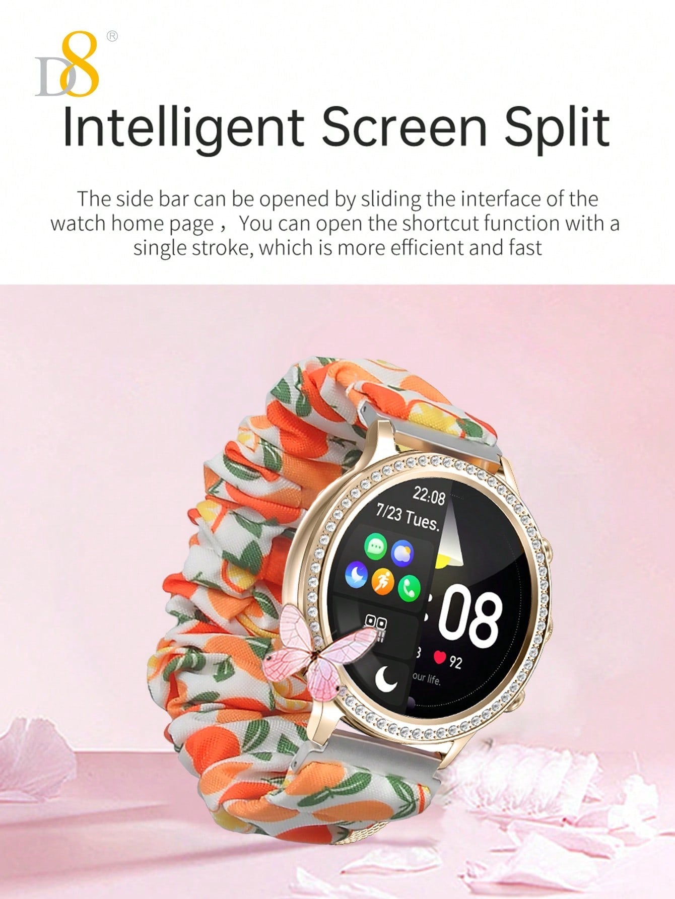 D8 Smartwatch for Women - 1.32" Display, Call Function, IP68 Waterproof, Stylish